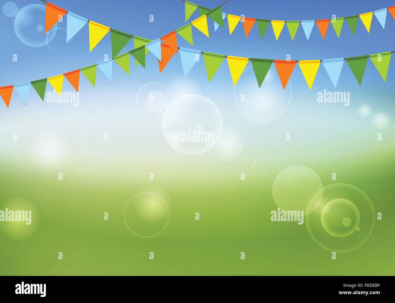 Party flags celebrate abstract background and summer colors. Vector graphic design Stock Vector