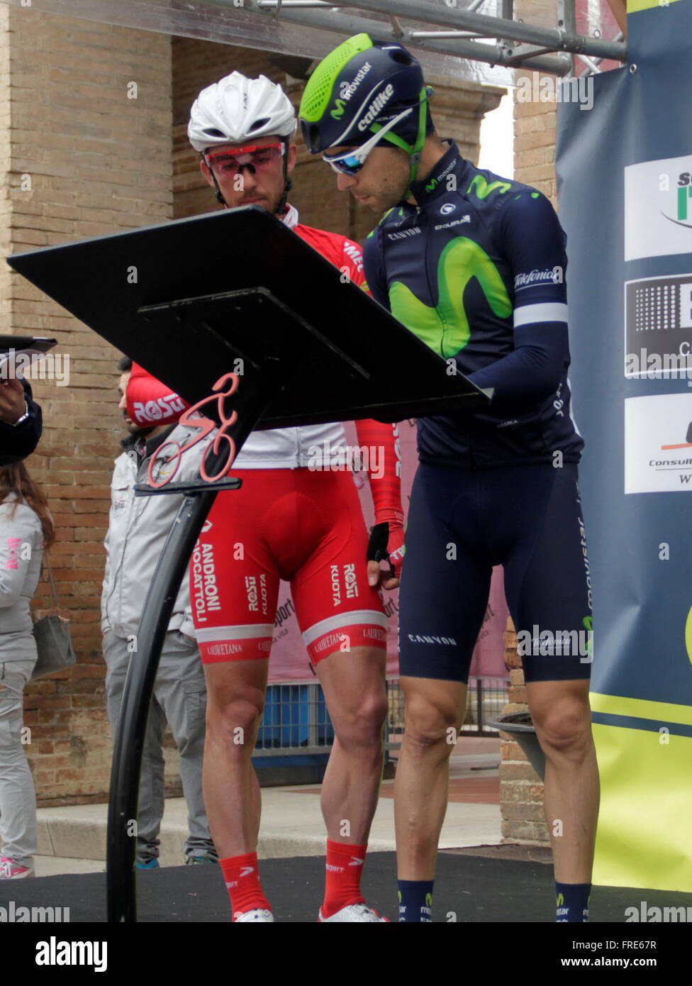 Castelraimondo,Italie,14/03/2016 Giovanni Visconti au départ de la 6eme etape Castelraimondo - Cepagatti de Tirreno -adriatico Stock Photo