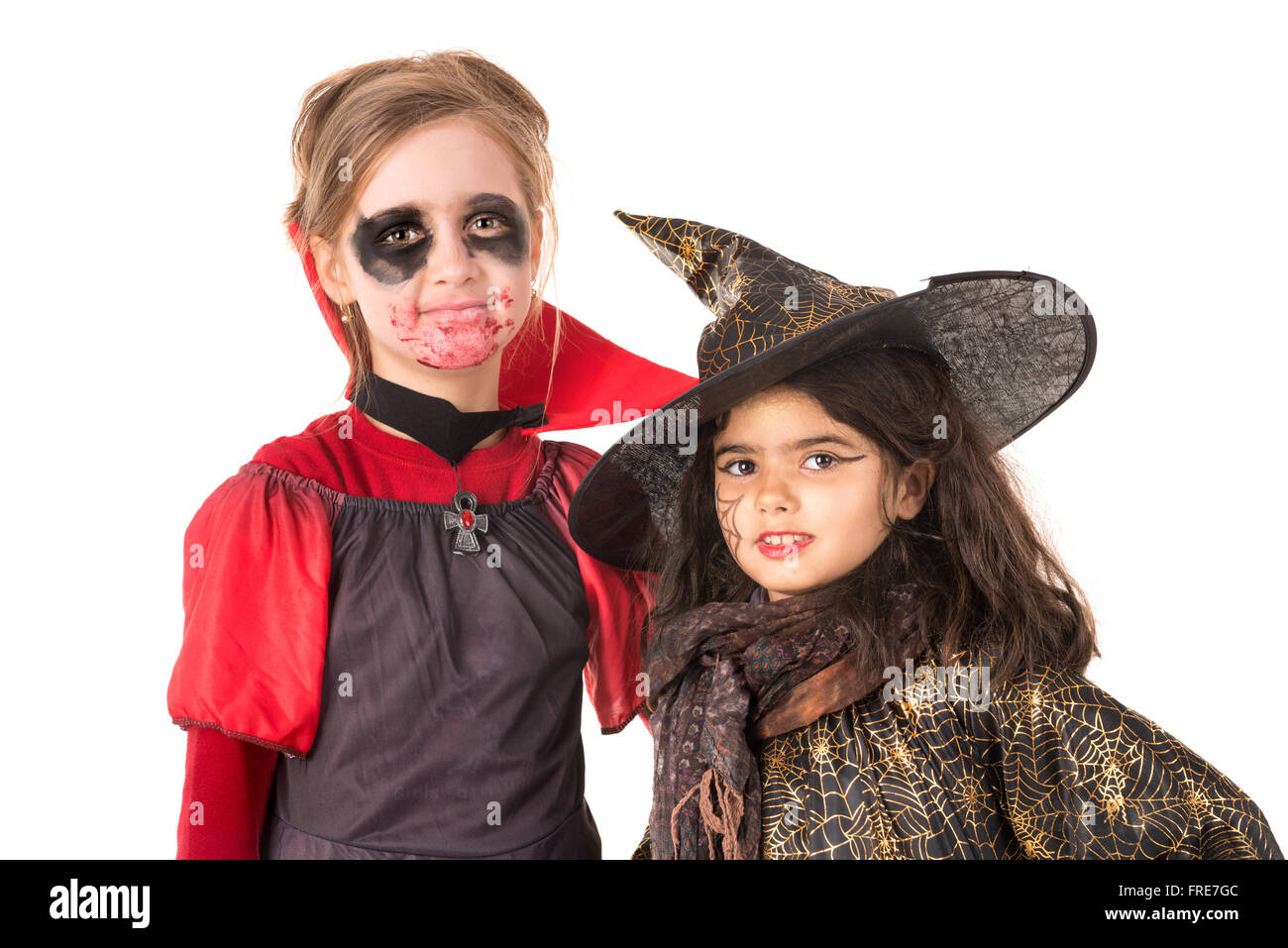 Kids posing in Halloween costumes isolated in white Stock Photo - Alamy