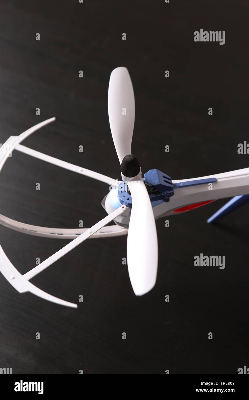 close-up of the rotor unmanned aircraft propeller blade quadrocopter ...