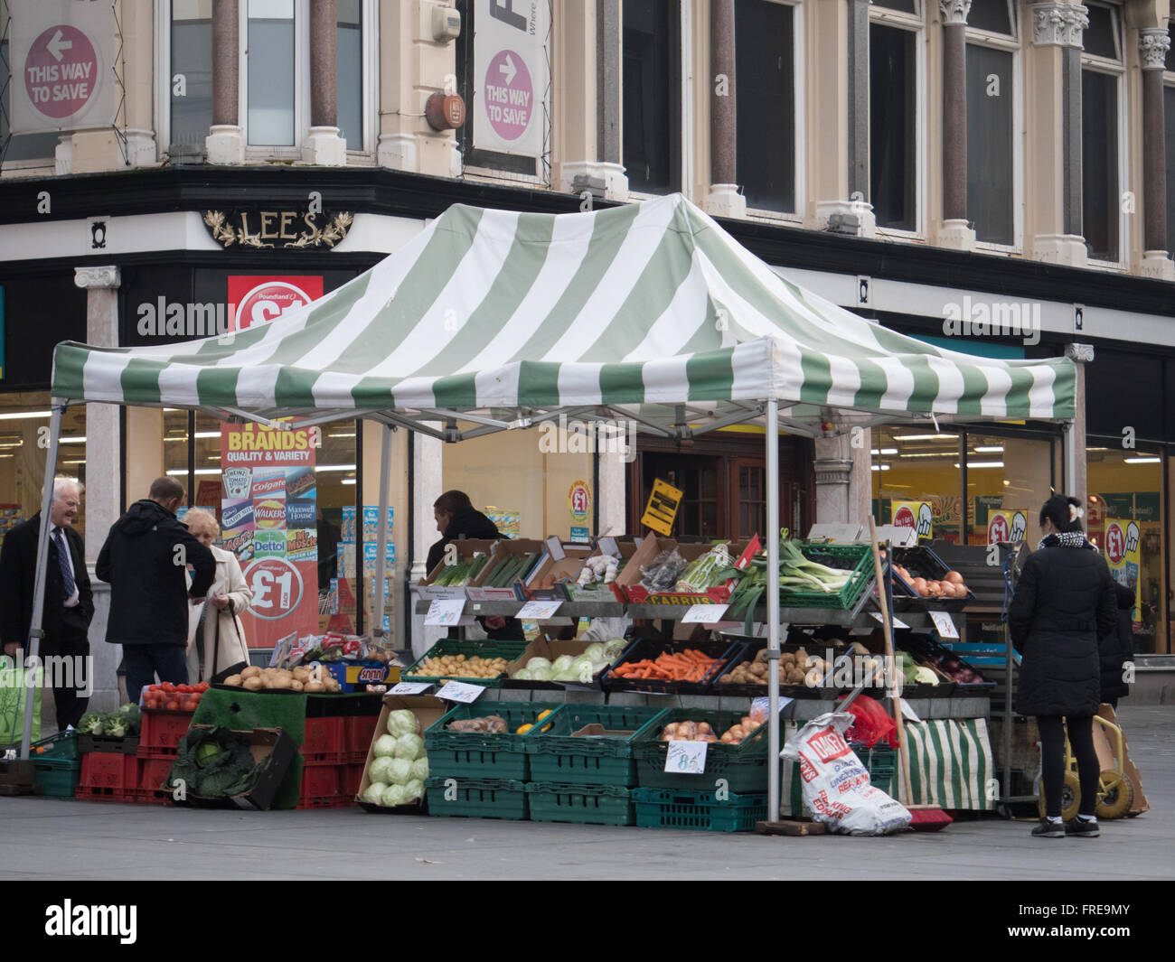 Fruit and vegetable stall in Liverpool Stock Photo Alamy