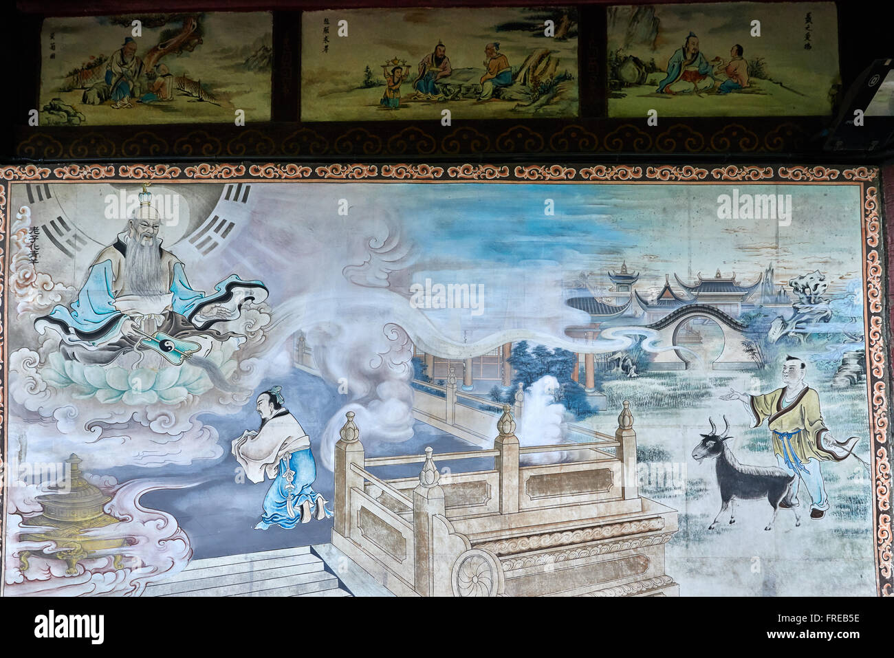 wall paintings Qingyang Gong taoist temple  in Chengdu Sichuan China Stock Photo