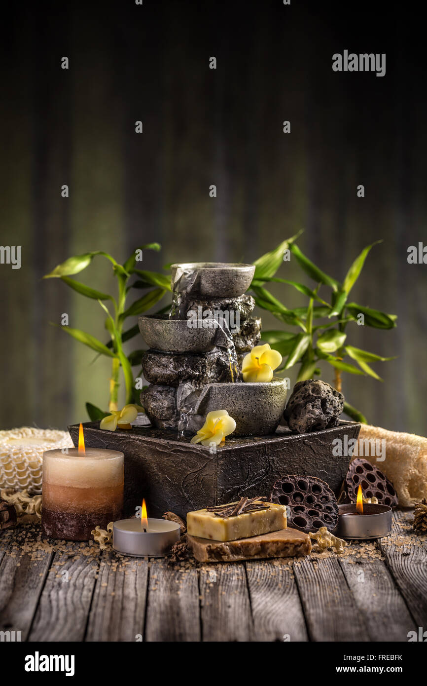 Decorative indoor fountain, spa concept Stock Photo Alamy