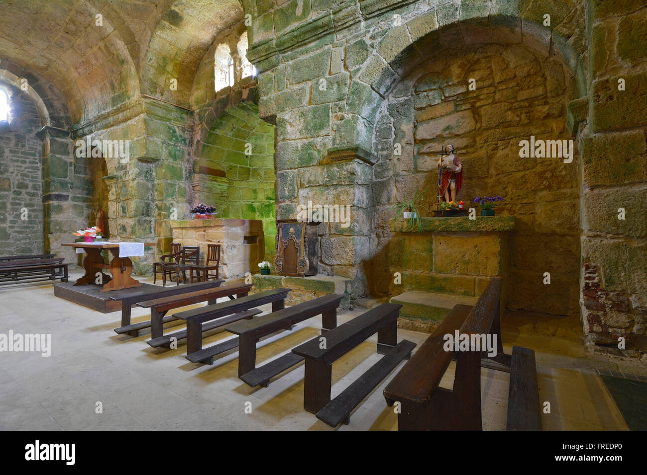 San Giovanni di Sinis, the oldest byzantine church of Sardinia, Interior, Tharros, Sardinia, Italy Stock Photo