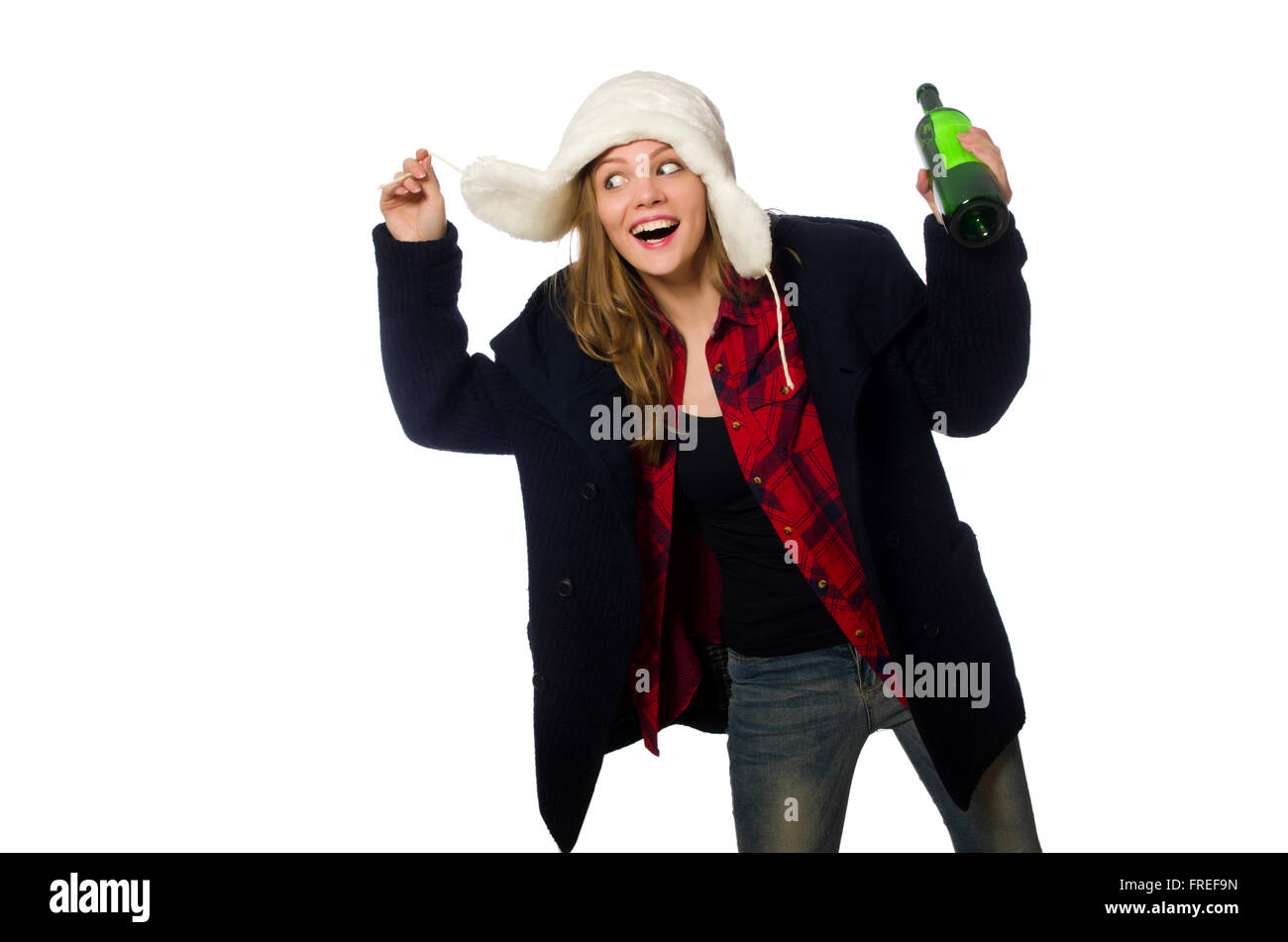 Woman with hat in funny concept Stock Photo - Alamy