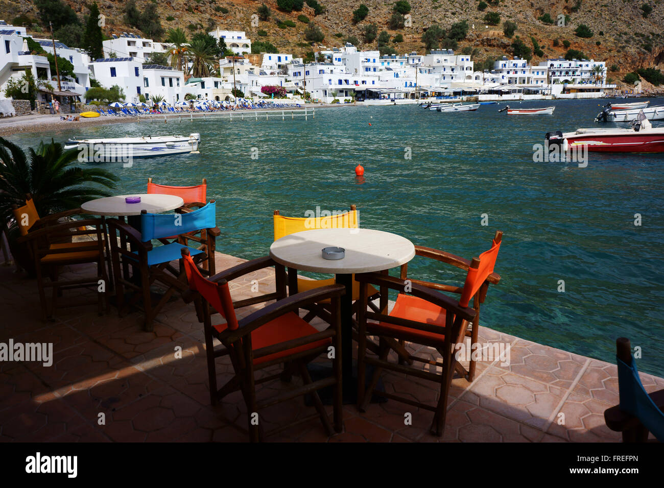 Town Loutro, south coast island Crete, Greece Stock Photo