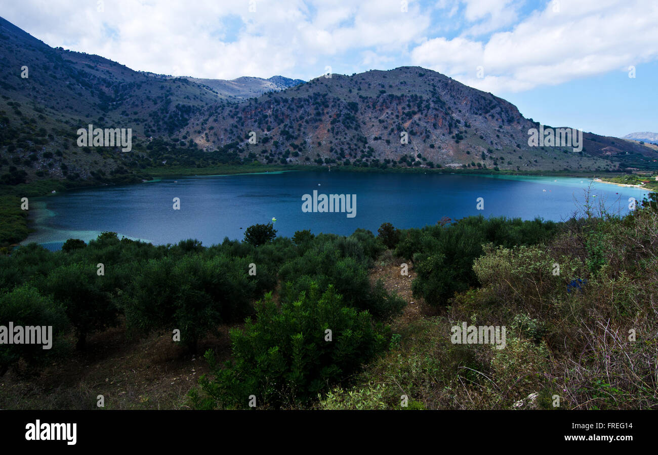 Limni Kouma, Lake Kourmas, Island Crete, Greece Stock Photo