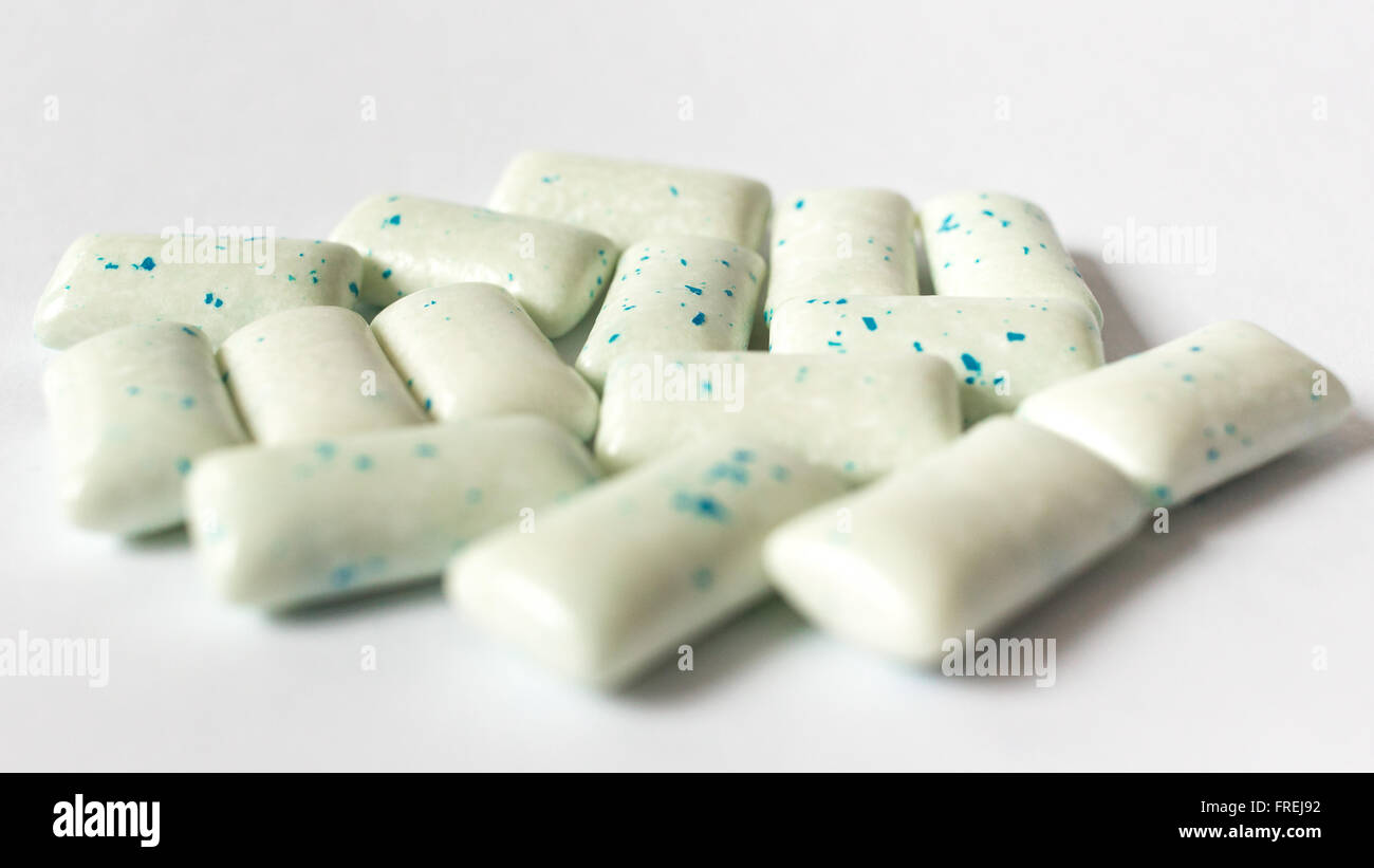 chewing gum isolated on a white background, selective focus Stock Photo