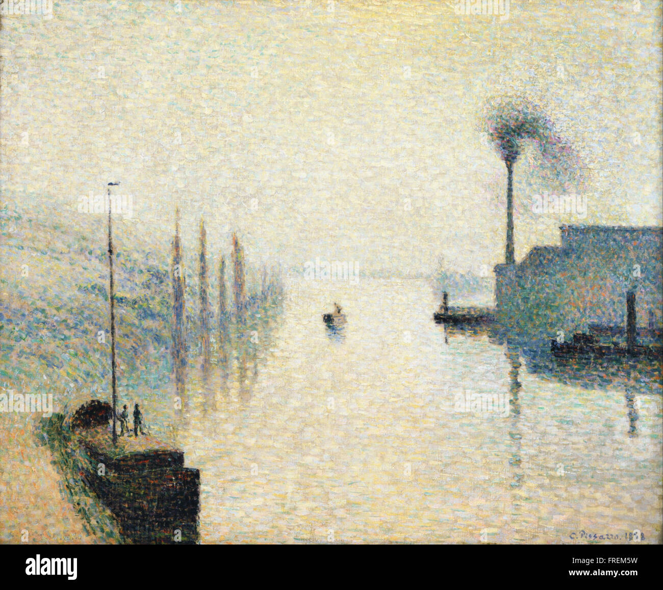 Camille Pissarro, French - L'île Lacroix, Rouen (The Effect of Fog) Stock Photo