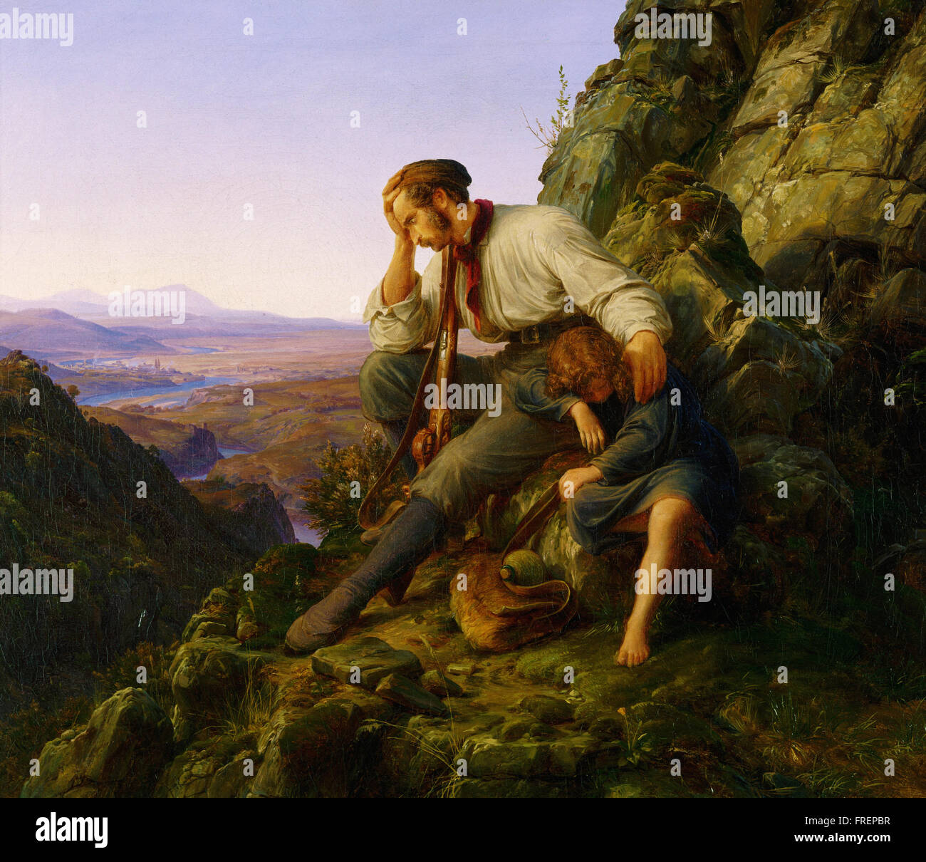 Karl Friedrich Lessing, German - The Robber and His Child Stock Photo