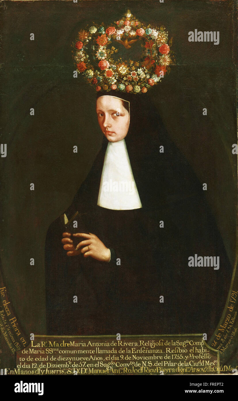 Maker unknown, Mexican - Portrait of the Reverend Mother Maria Antonia de Rivera Stock Photo