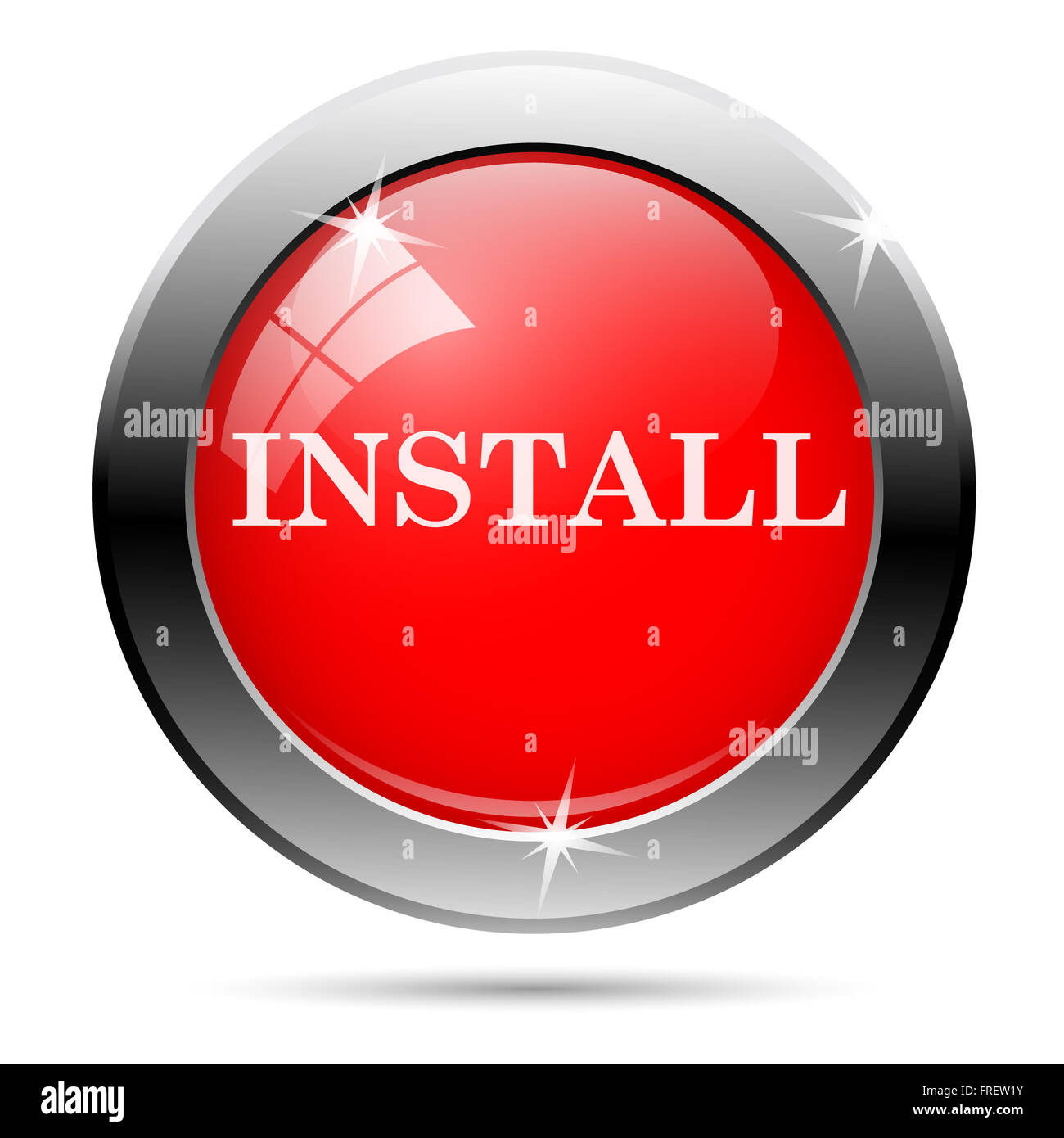 install icon with white writing on red background Stock Photo - Alamy