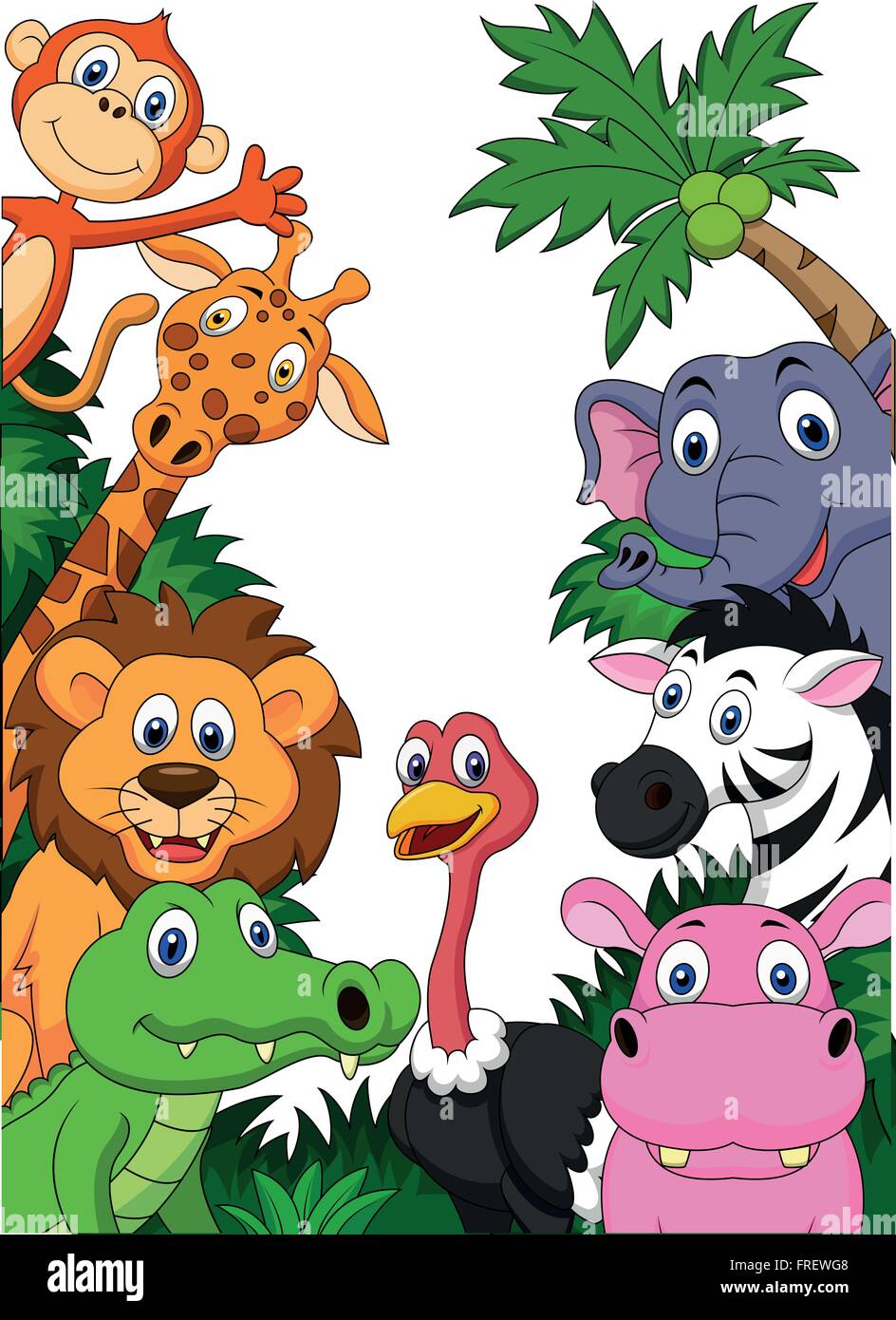 Wild animal cartoon background Stock Vector
