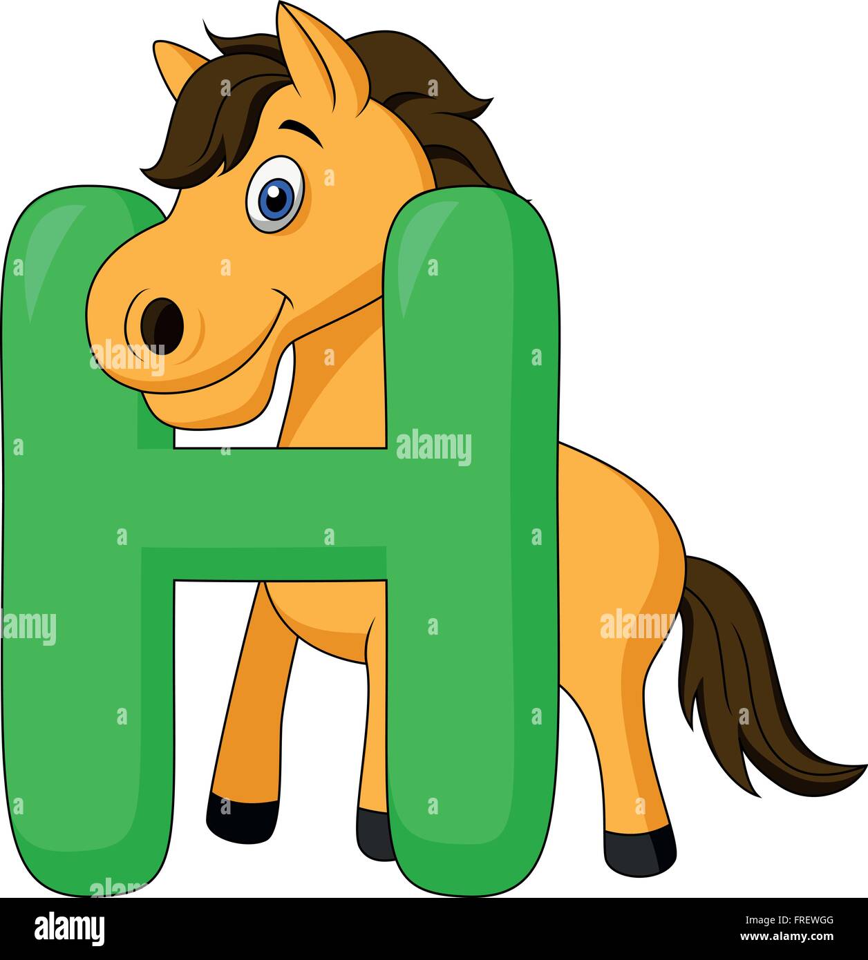 Animal alphabet H with horse cartoon Stock Vector Image & Art Alamy