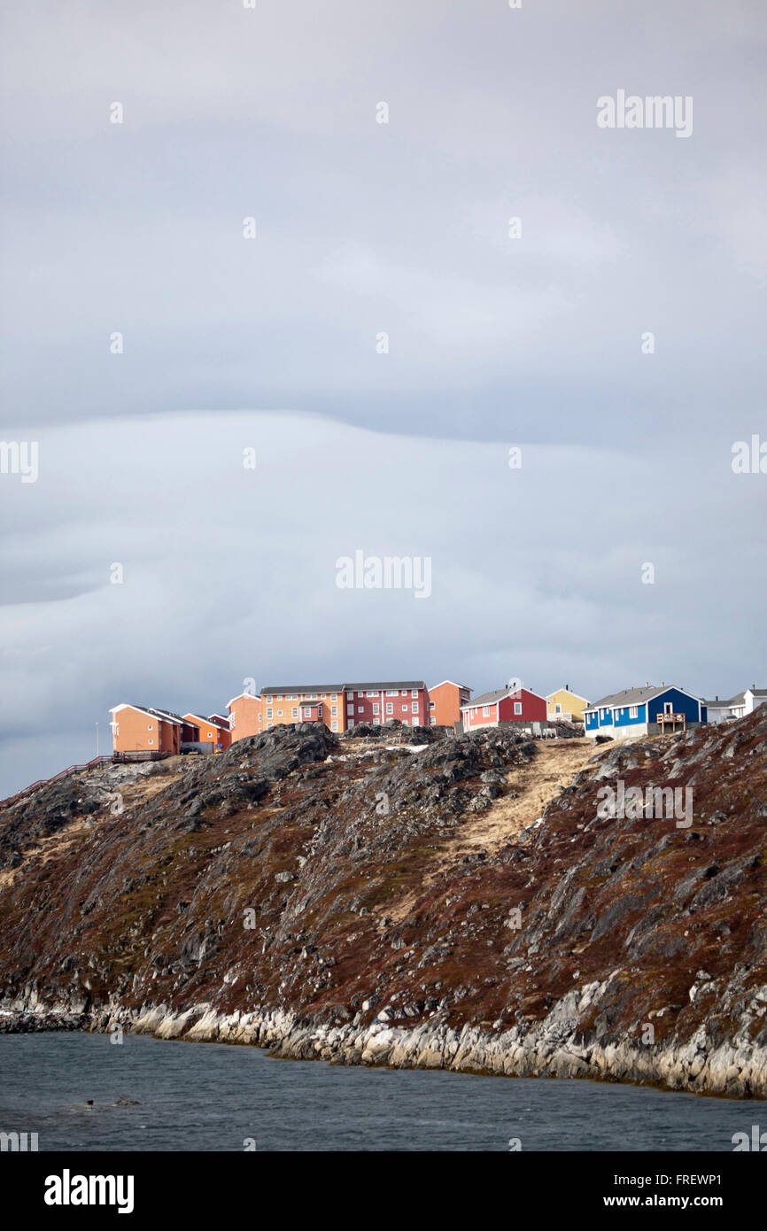 Apartment houses in Nuuk, the capital of Greenland Stock Photo