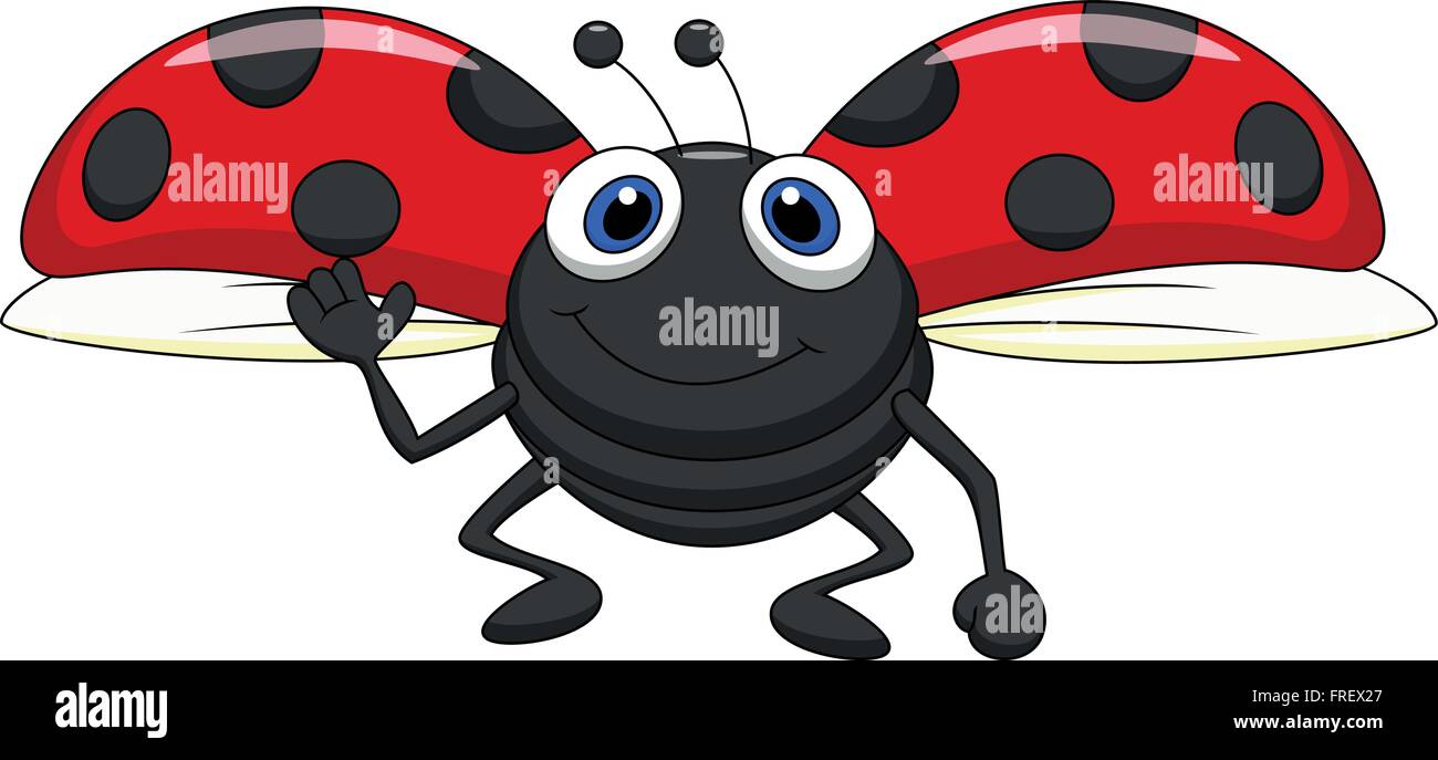 Cartoon ladybug flying isolated on white background Stock Vector Image ...
