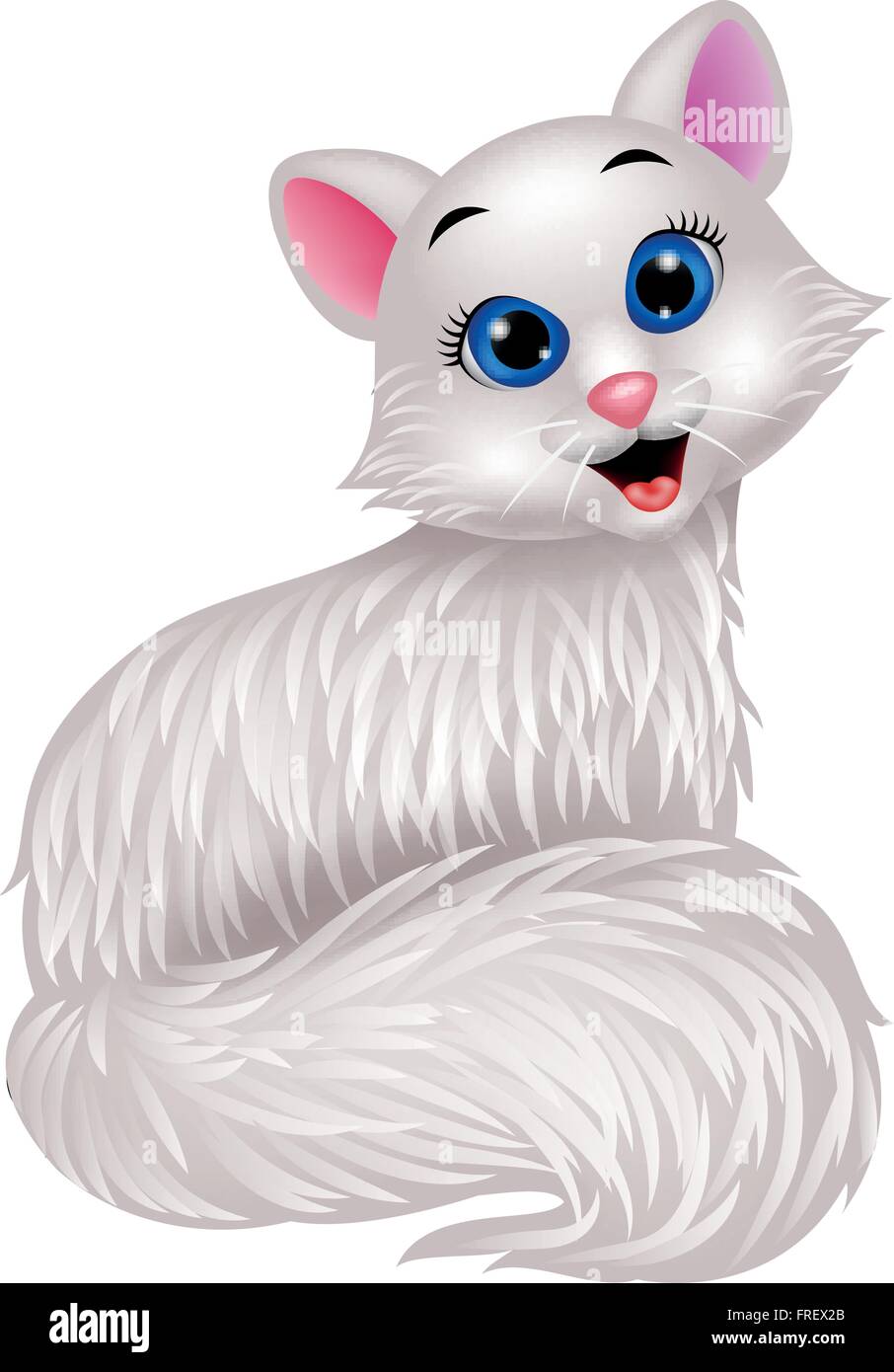 Cute white cat cartoon Stock Vector Image & Art Alamy