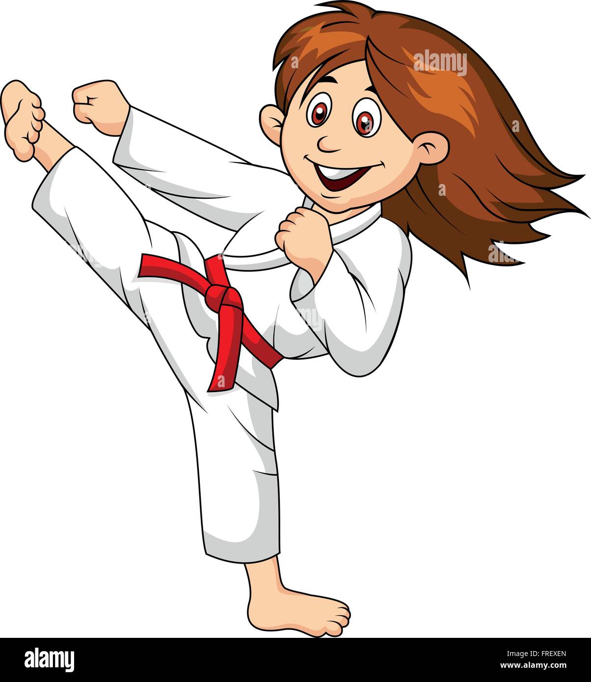 Girl playing karate Stock Vector