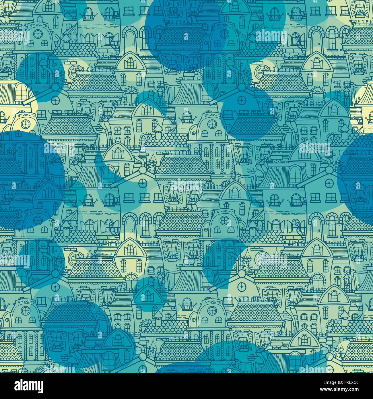 Cute seamless pattern of doodle houses Stock Vector Image & Art - Alamy