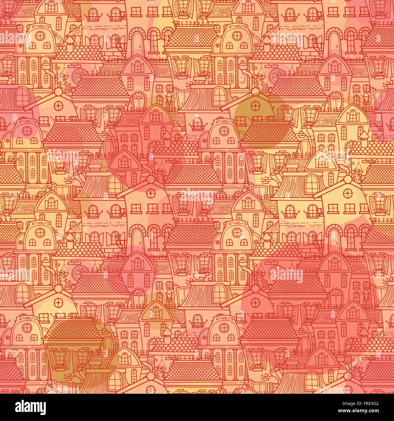 Cute seamless pattern of doodle houses Stock Vector Image & Art - Alamy