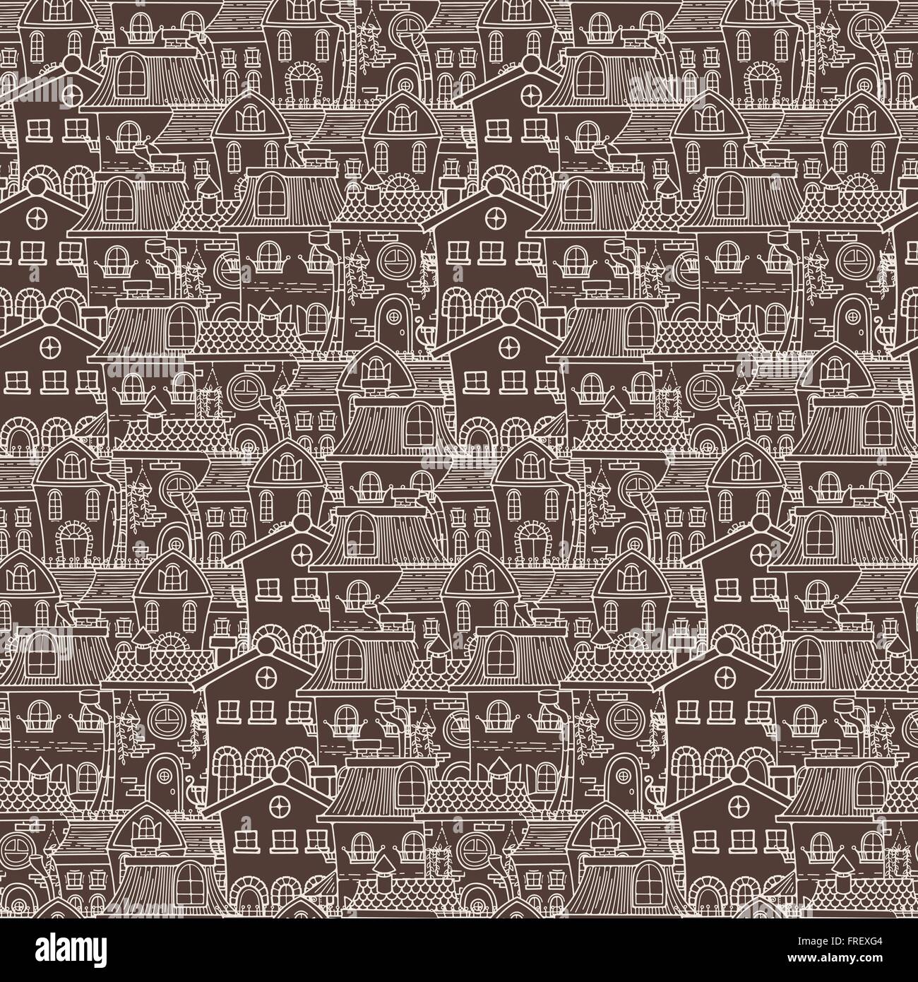 Cute seamless pattern of doodle houses Stock Vector Image & Art - Alamy