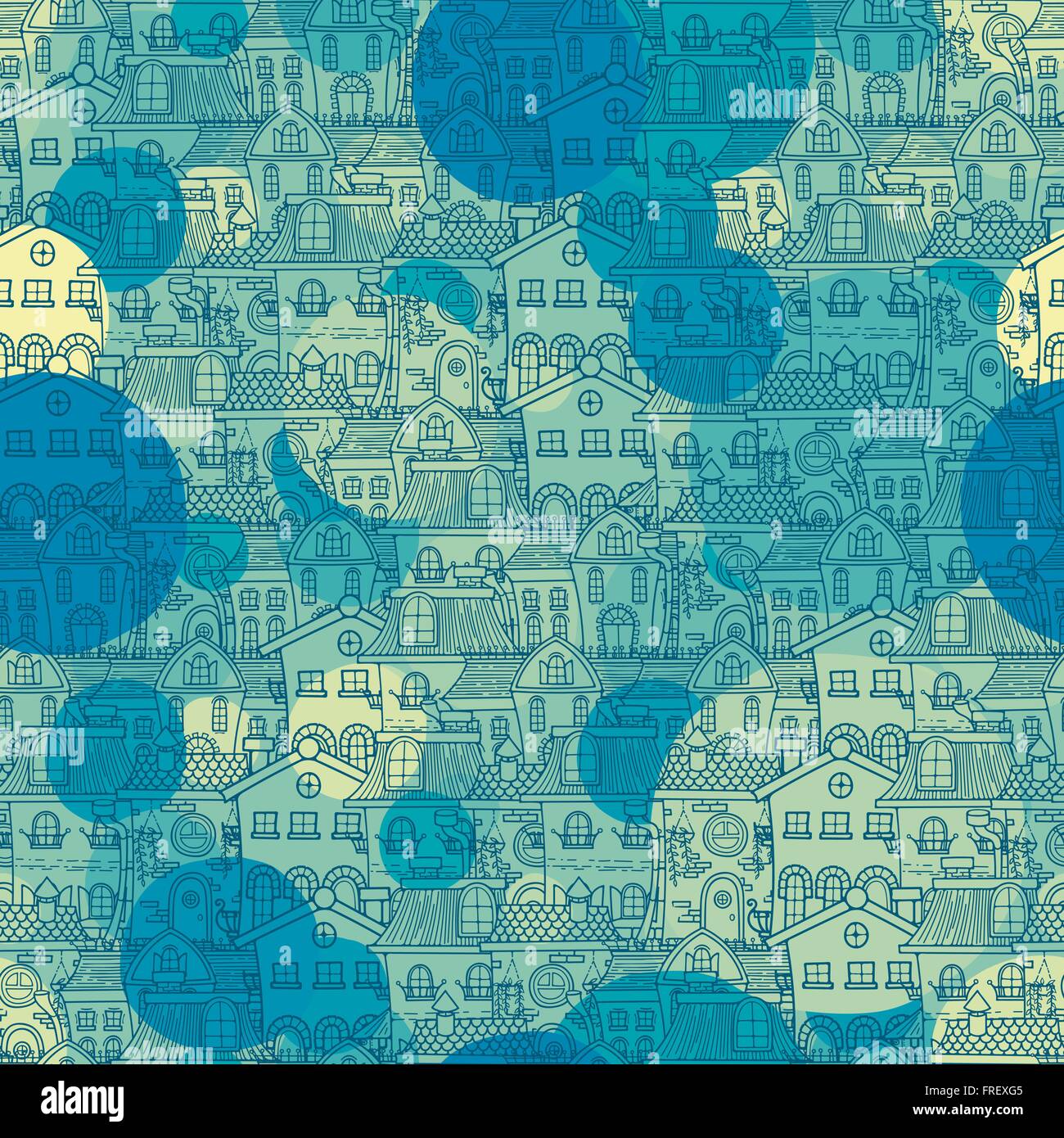 Cute seamless pattern of doodle houses Stock Vector Image & Art - Alamy