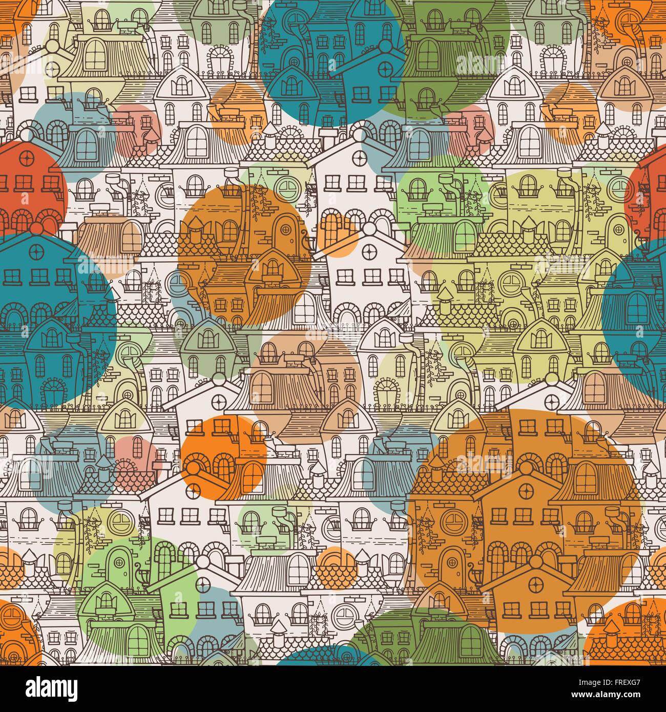 Cute seamless pattern of doodle houses Stock Vector Image & Art - Alamy