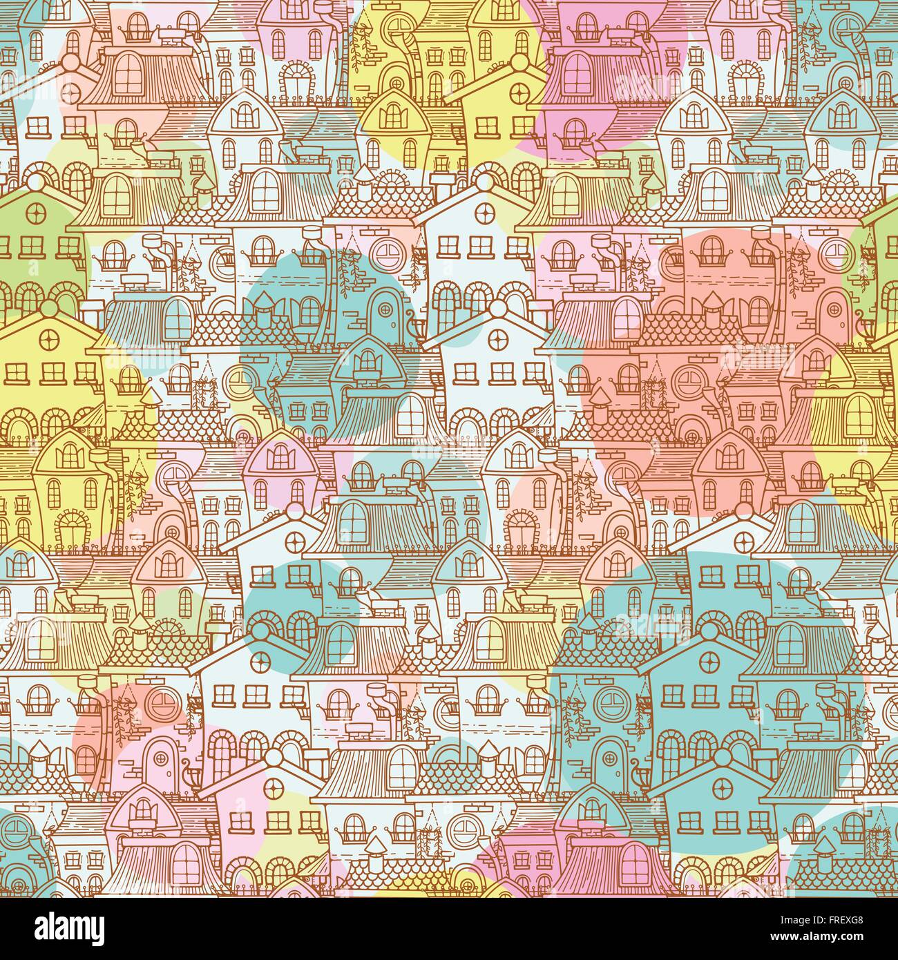 Cute seamless pattern of doodle houses Stock Vector Image & Art - Alamy
