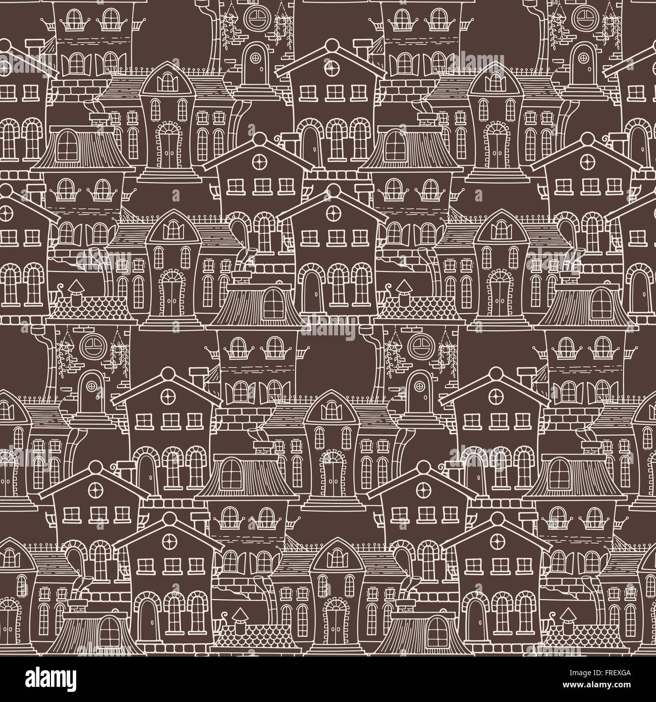 Cute seamless pattern of doodle houses Stock Vector Image & Art - Alamy