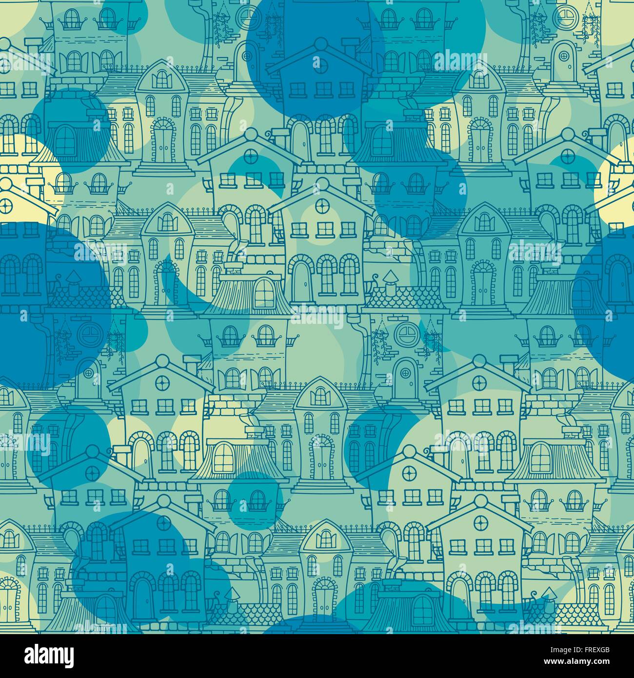 Cute seamless pattern of doodle houses Stock Vector Image & Art - Alamy