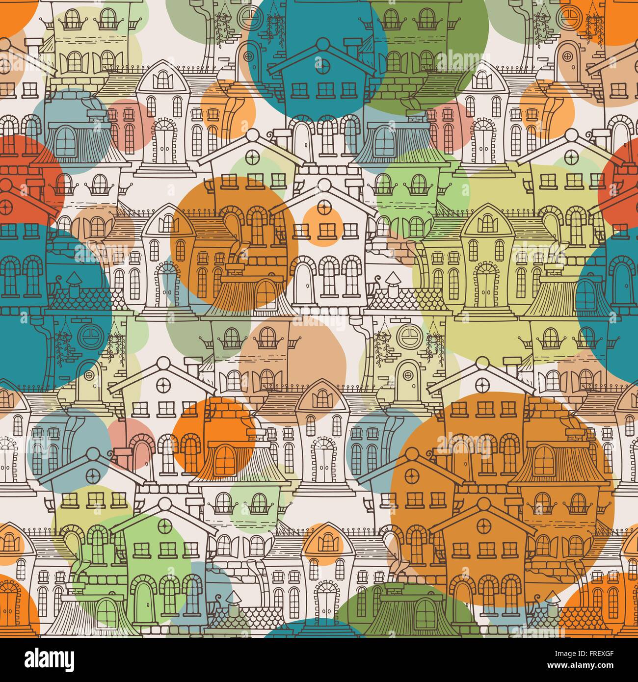Cute seamless pattern of doodle houses Stock Vector Image & Art - Alamy