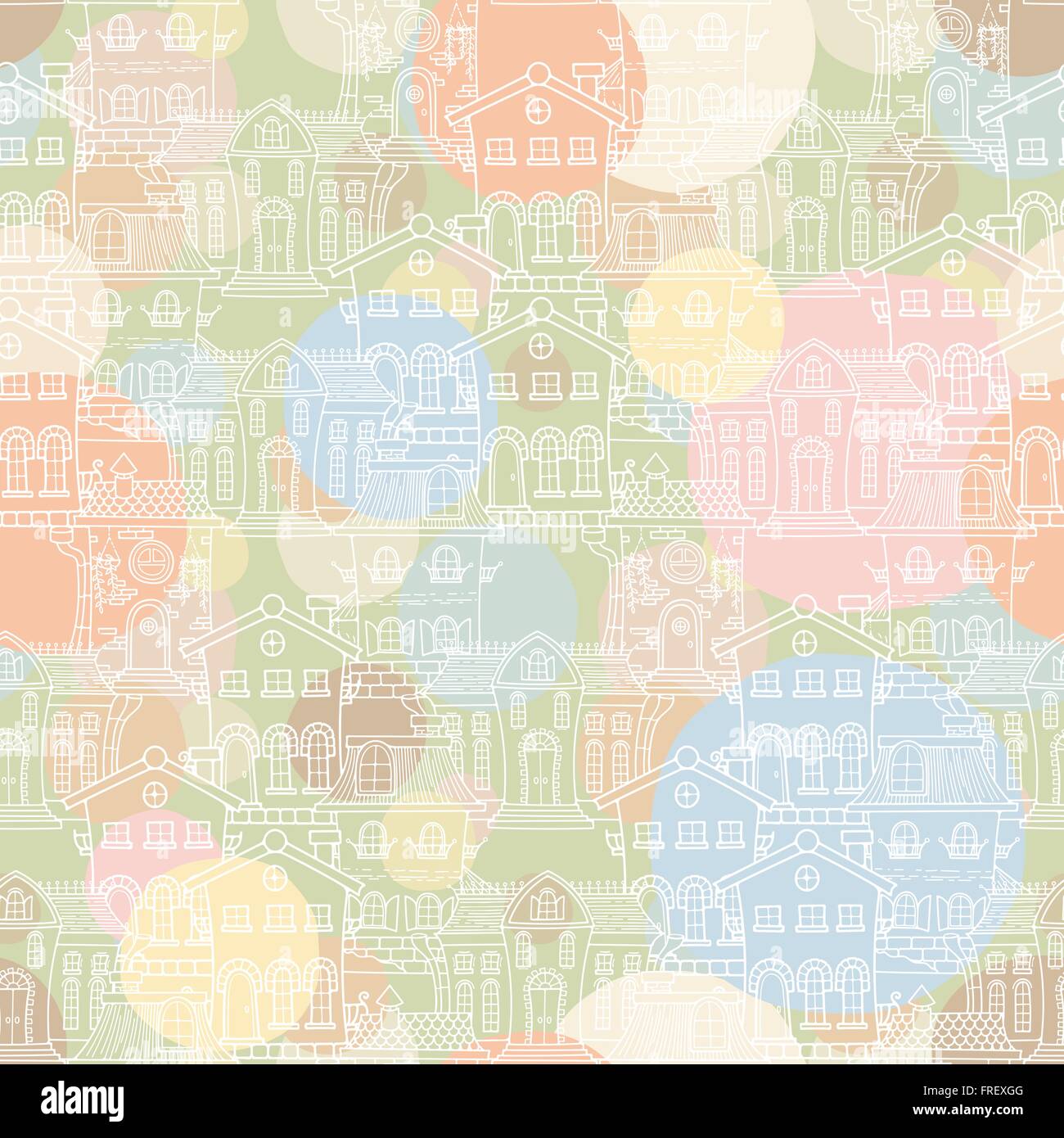 Cute seamless pattern of doodle houses Stock Vector Image & Art - Alamy