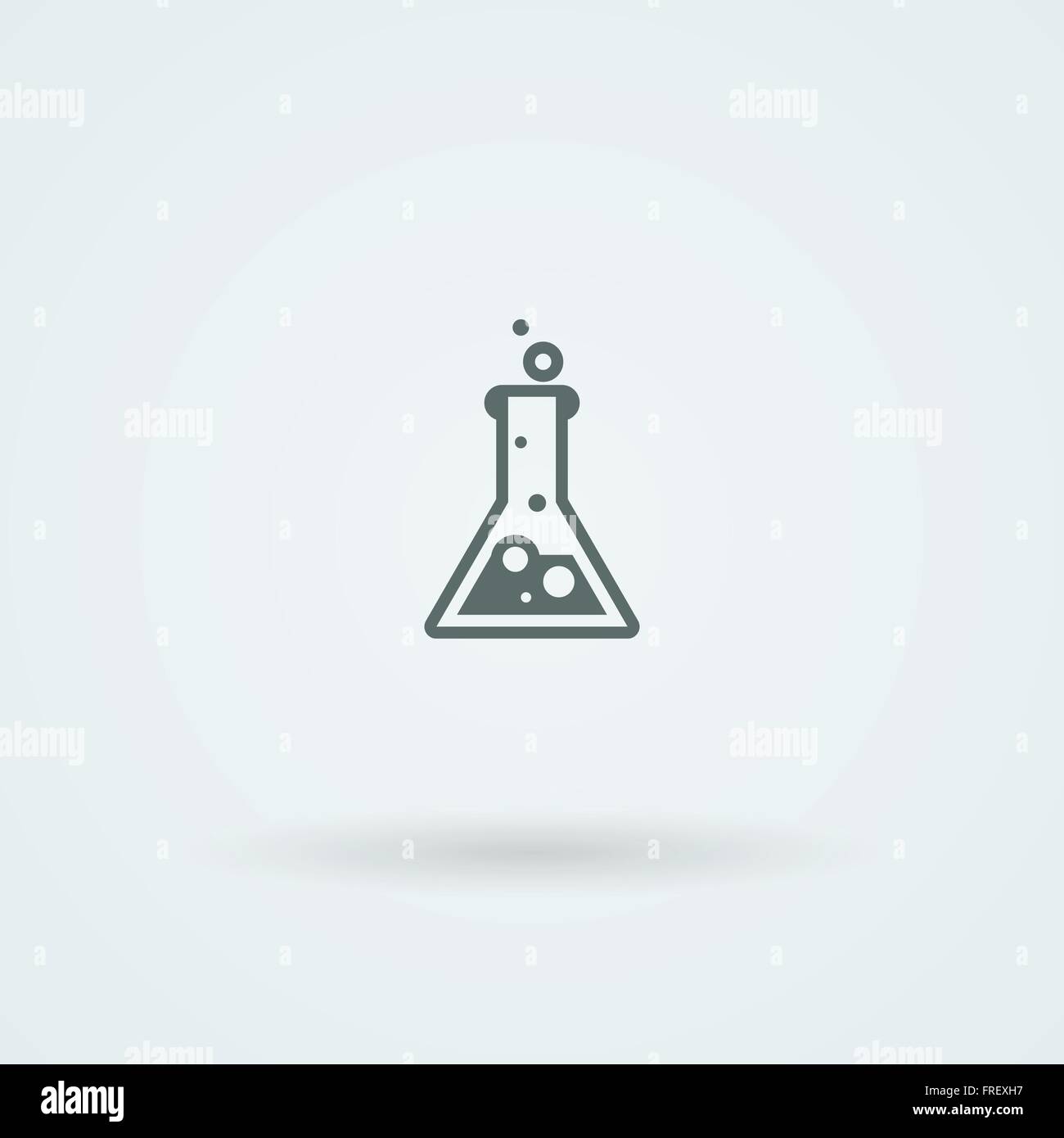 The flask with the boiling liquid. Science and laboratory icon, mono vector symbol. Stock Vector