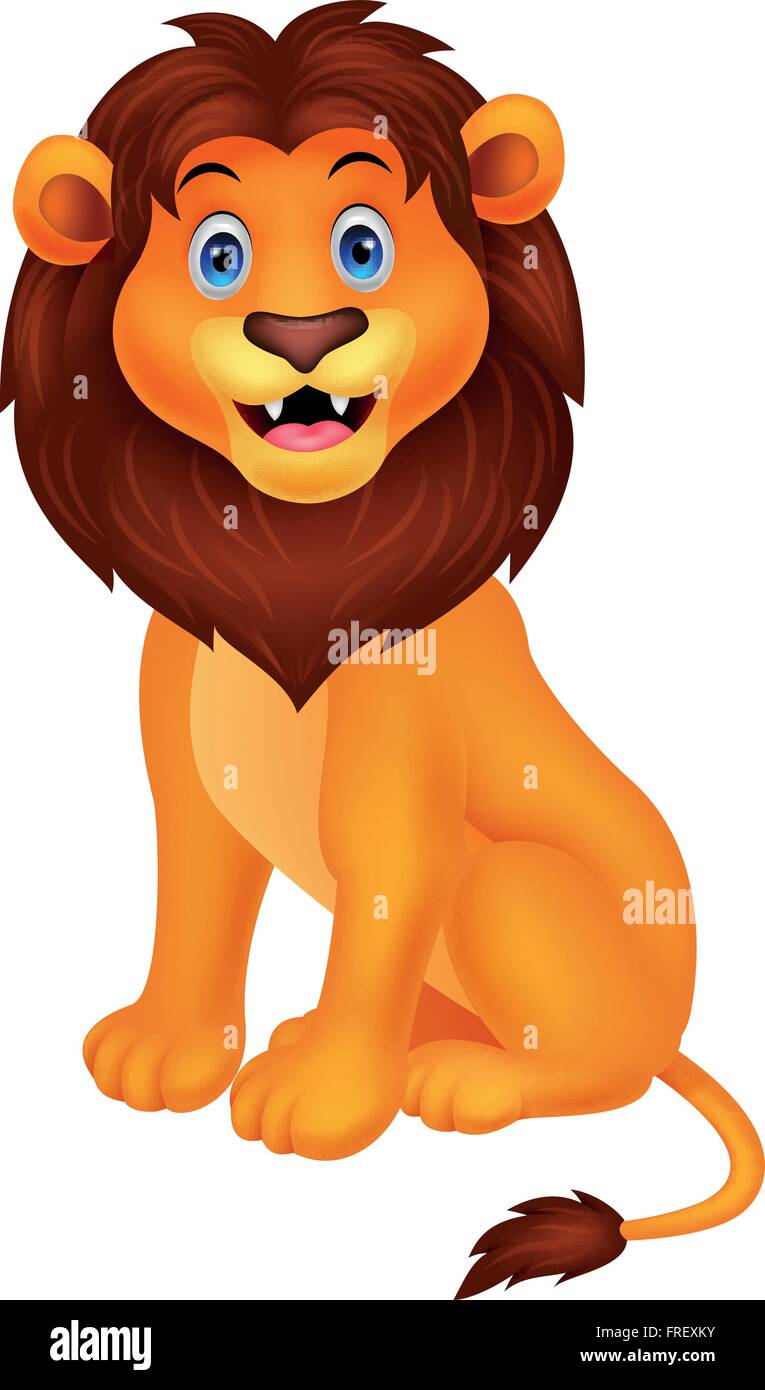 Cartoon happy lion sitting Stock Vector Image & Art - Alamy
