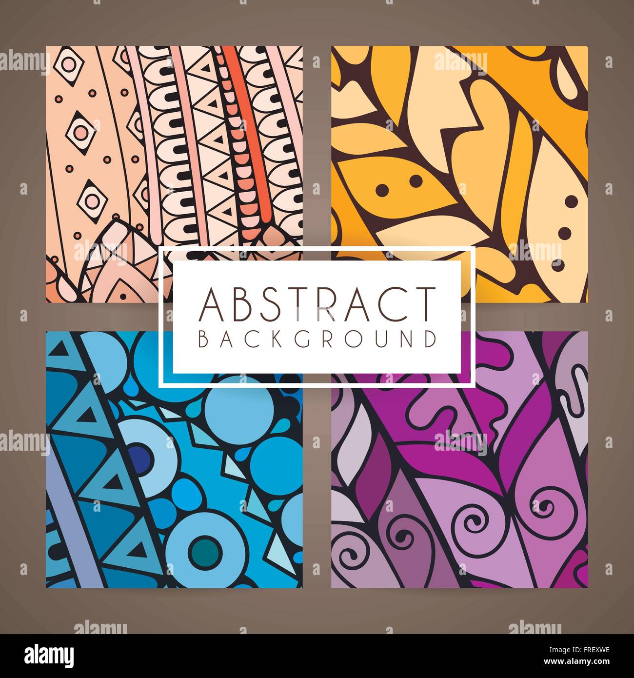 Set of four vector colorful intricate patterns. Doodle. Zentangle Stock ...
