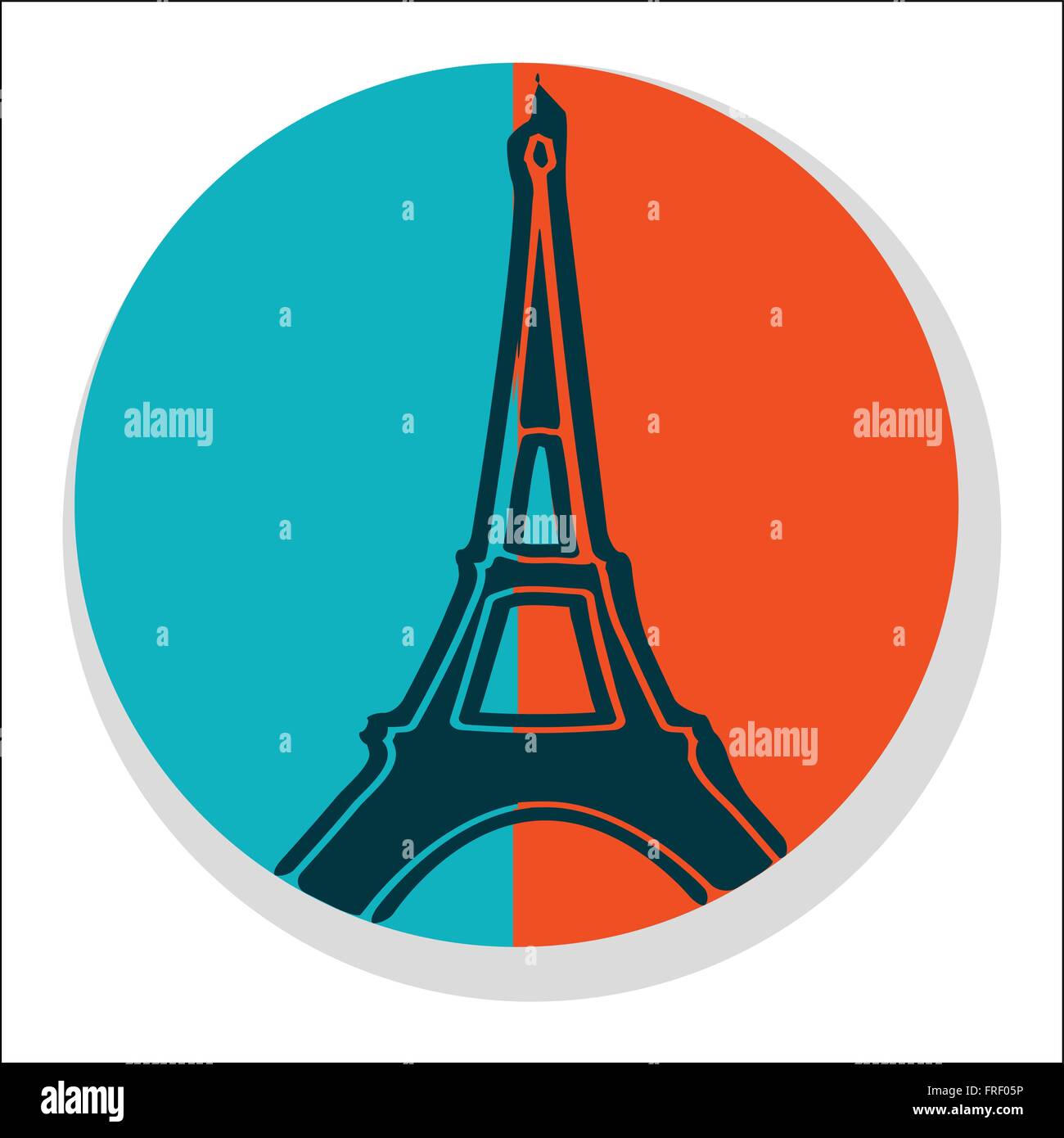 Flat Eiffel Tower Icon - Sticker Isolated on White Stock Vector Image ...