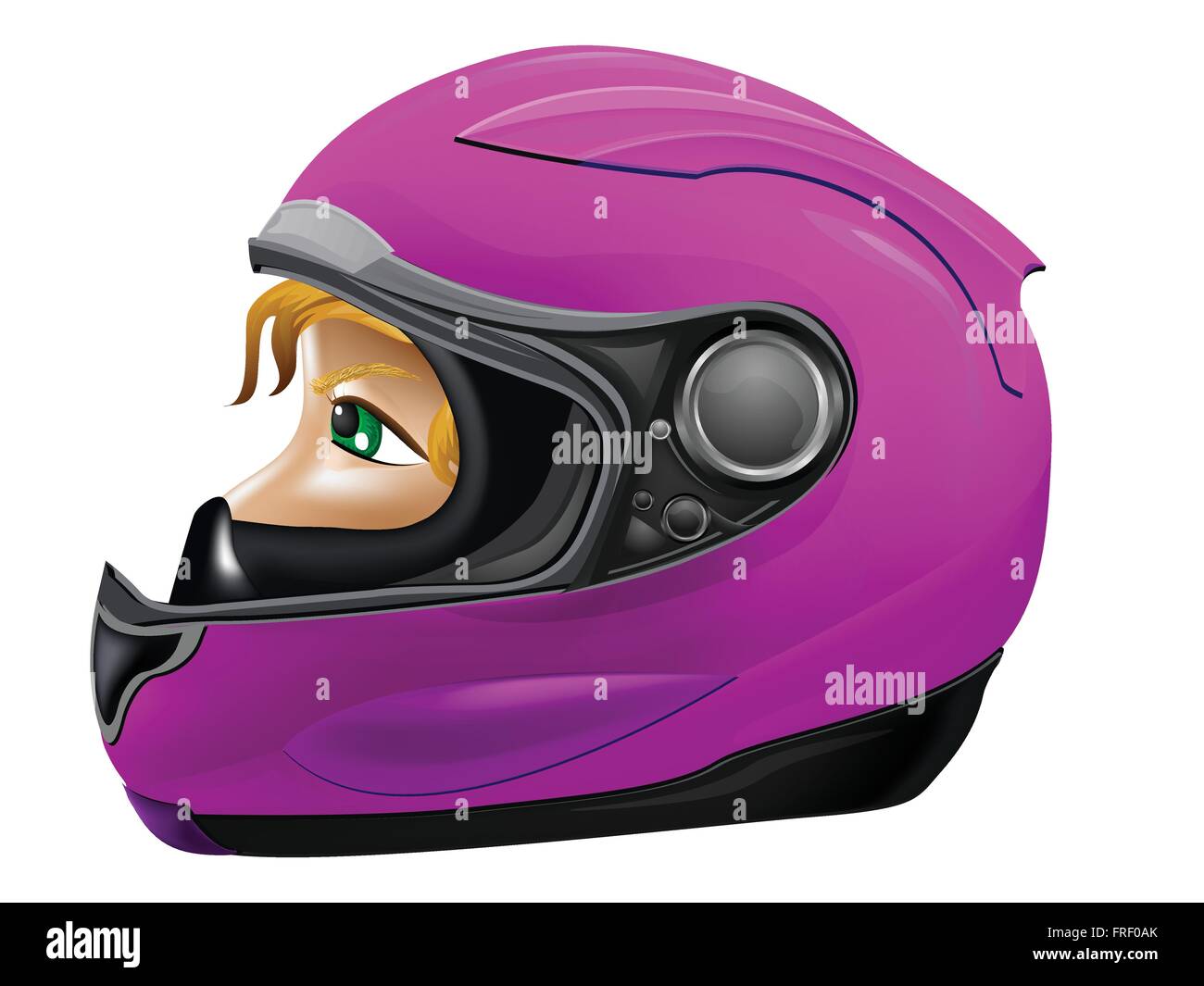 High Detailed Realistic Women Motorcycle Helmet Stock Vector
