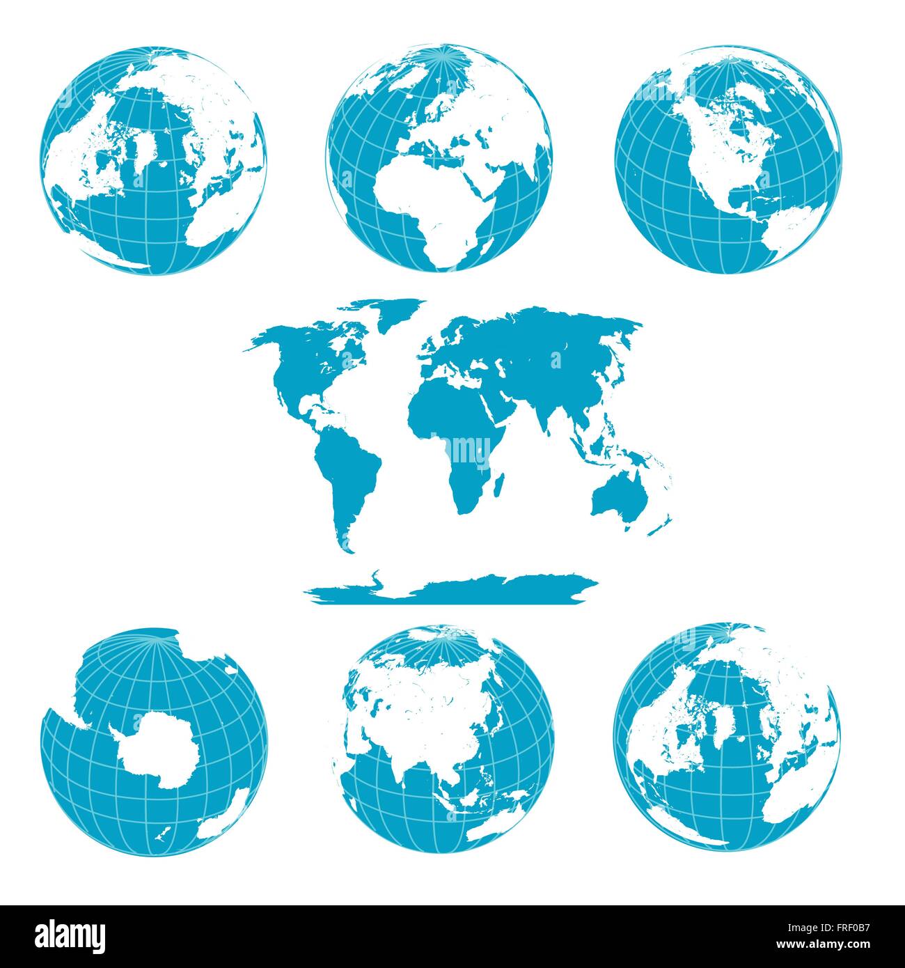Blue Earth Globes Isolated on White Stock Vector Image & Art - Alamy