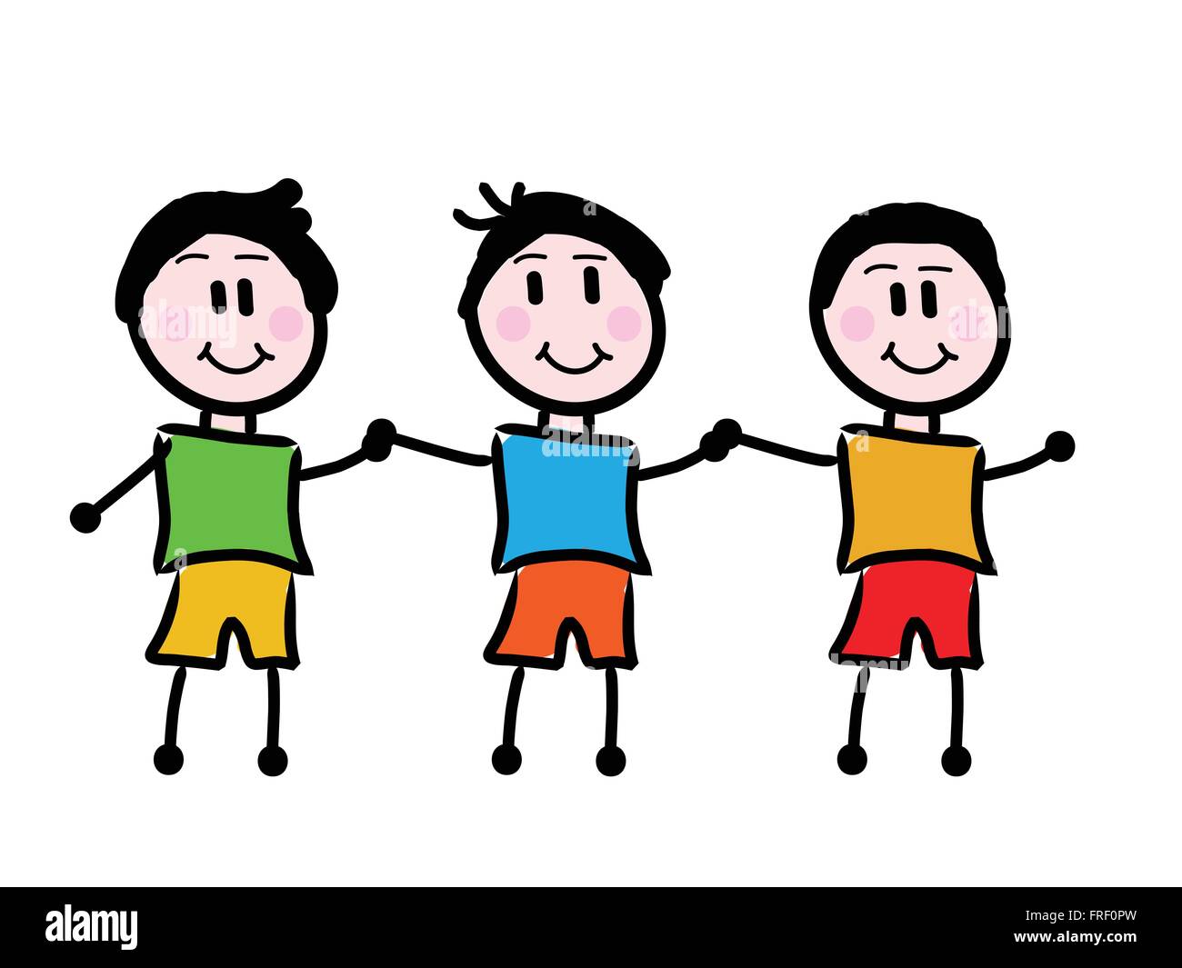 Kids Holding Hands Cartoon Hand Drawn Stock Vector Image & Art - Alamy