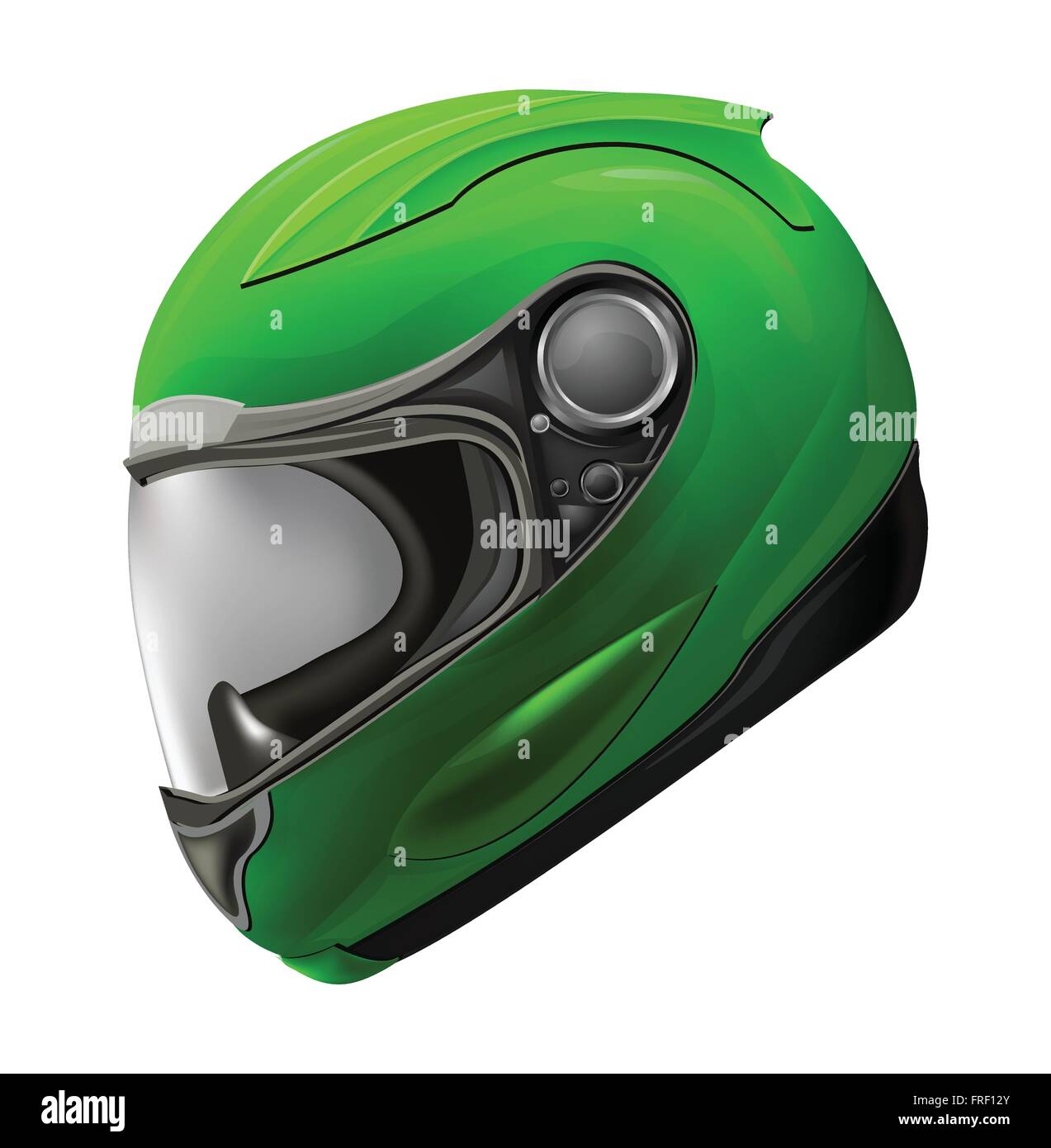 Green Helmet Isolated on White Stock Vector