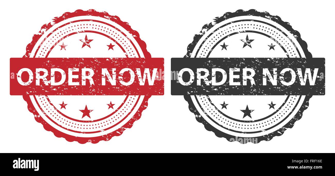 Order Now Grunge Stamp Red and Black Isolated on white Stock Vector