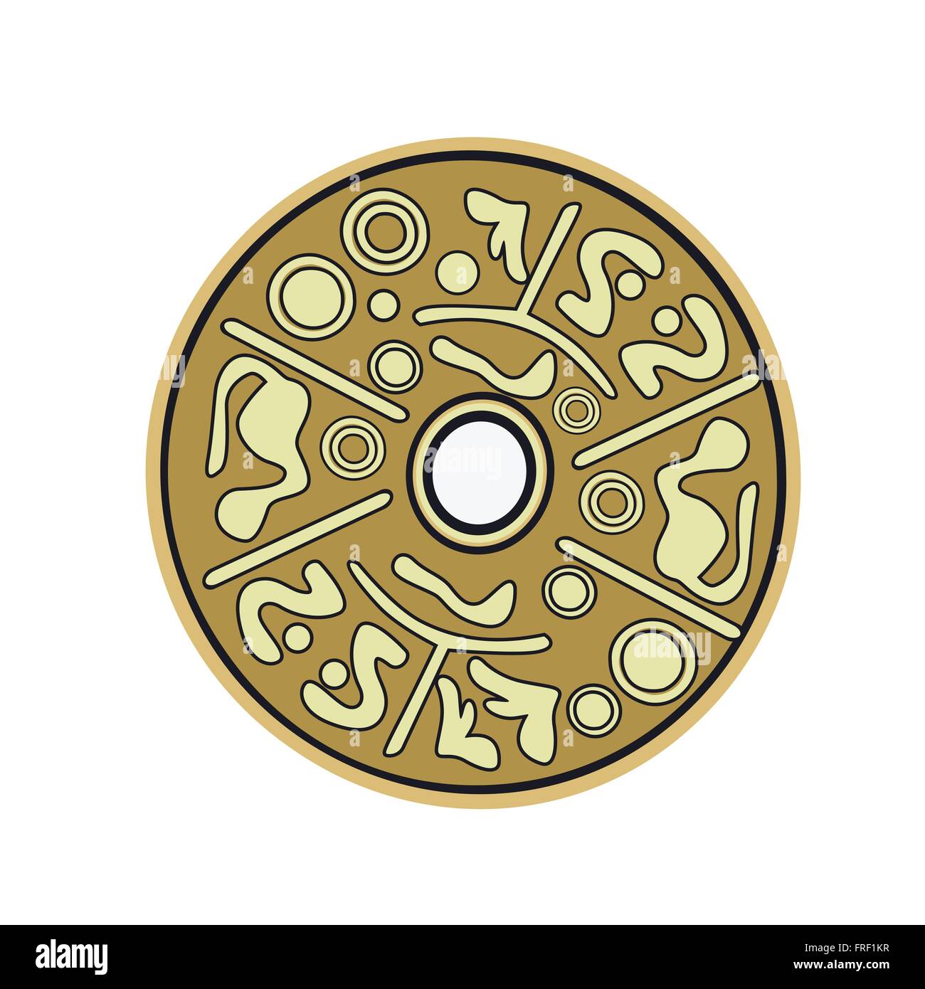 Ancient Egyptian hieroglyphs carved on rounded disk Stock Vector