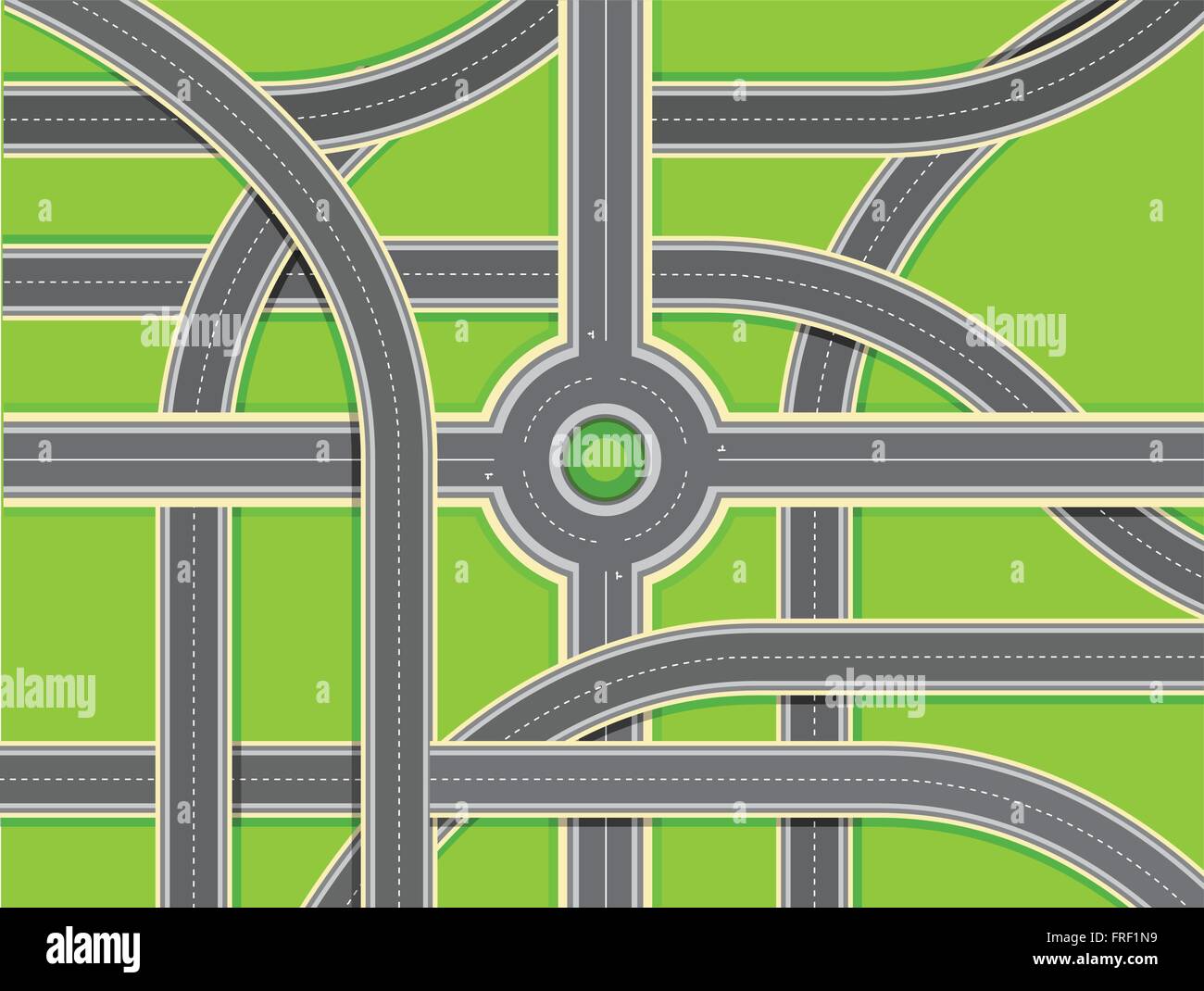 Aerial View - Top View Roads Intersections, Highways Stock Vector
