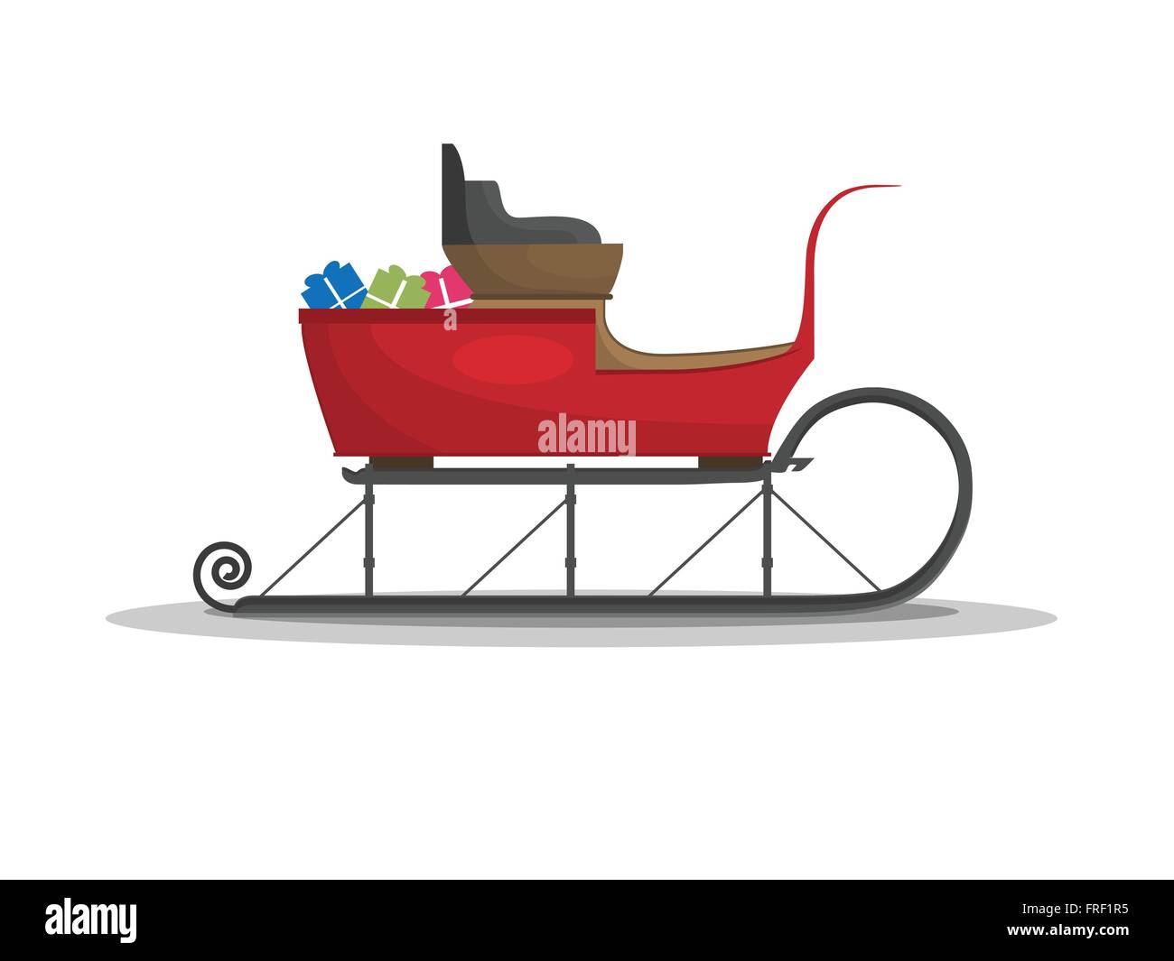 Santa'S Christmas Sled With Gifts Isolated on White Flat Style Stock Vector