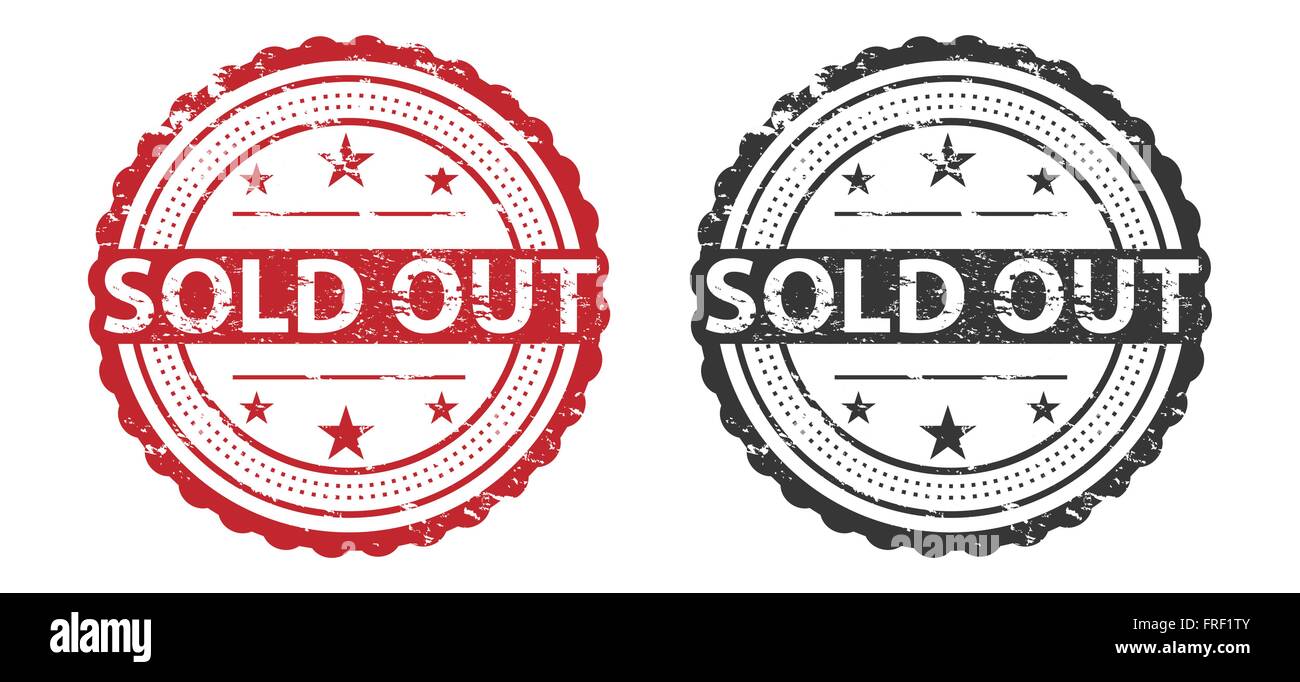 Sold Out Grunge Stamp Red and Black Isolated on white Stock Vector ...