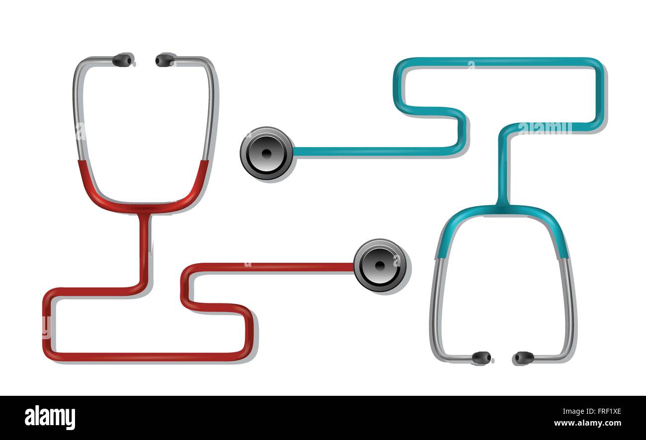 Red and Blue Stethoscopes Isolated on White Stock Vector Image & Art ...