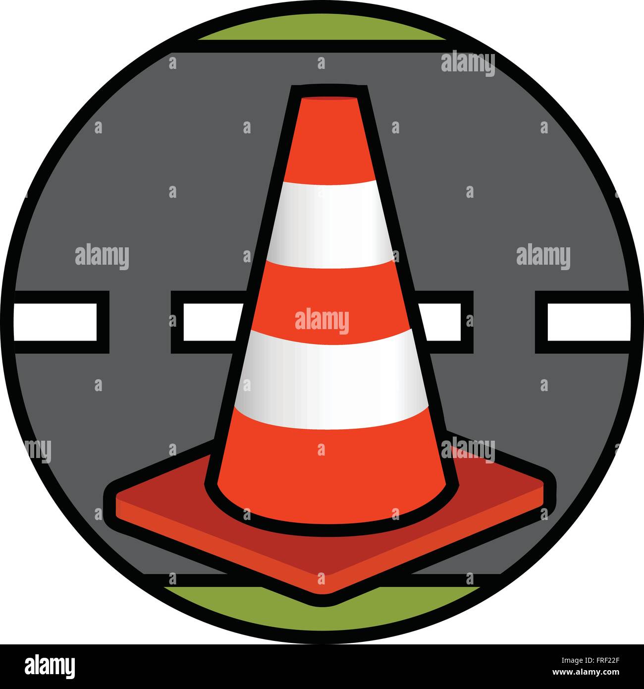 Flat Traffic Cone Icon: Vector Stock Vector