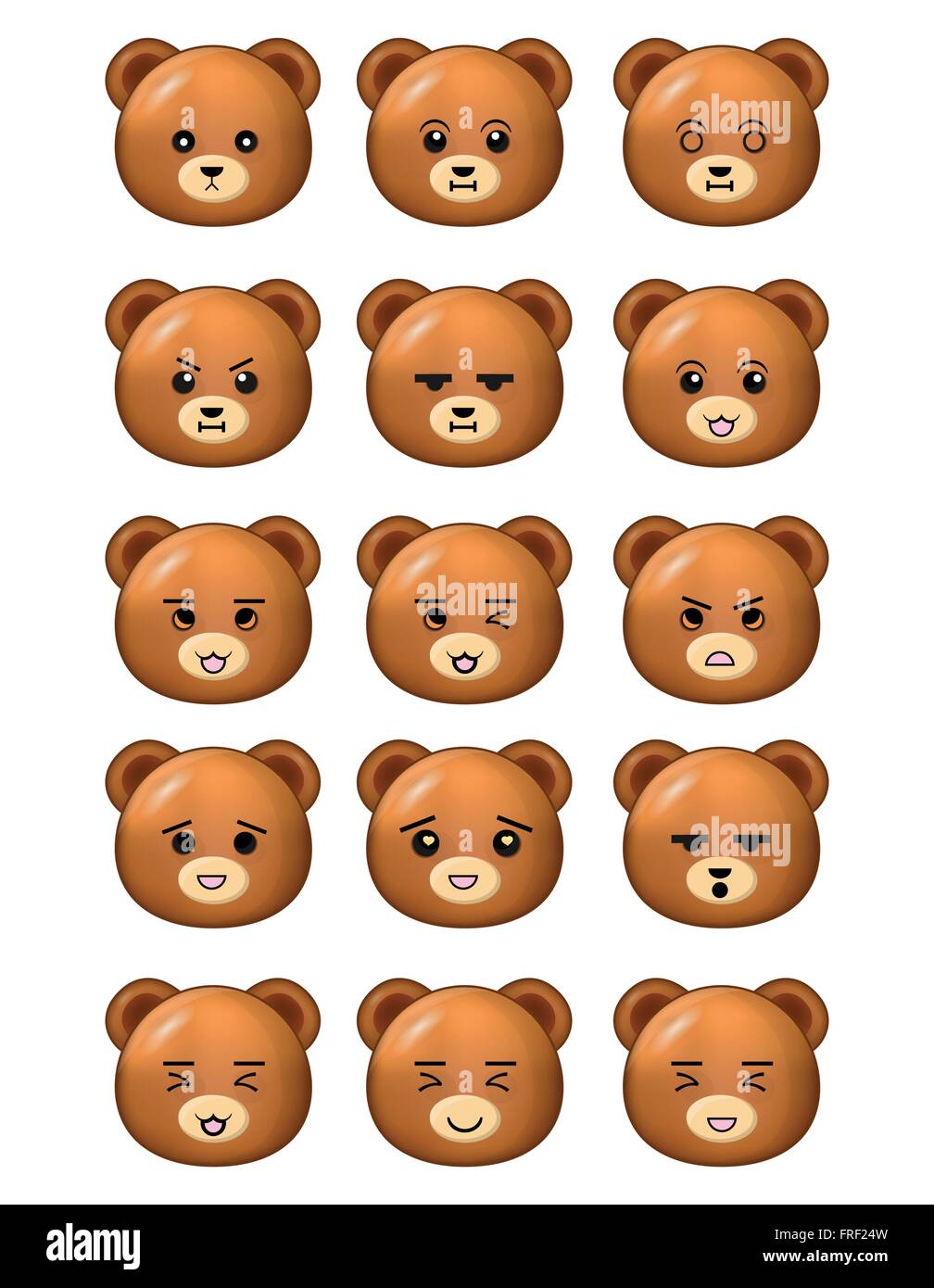 Bear Emoticons Set Different Expressions Stock Vector Image & Art Alamy