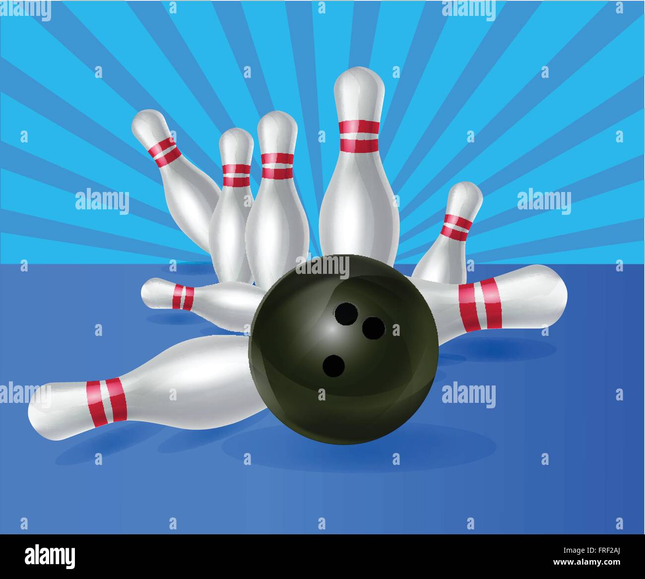 Ball crashing bowling pins Stock Vector Images Alamy