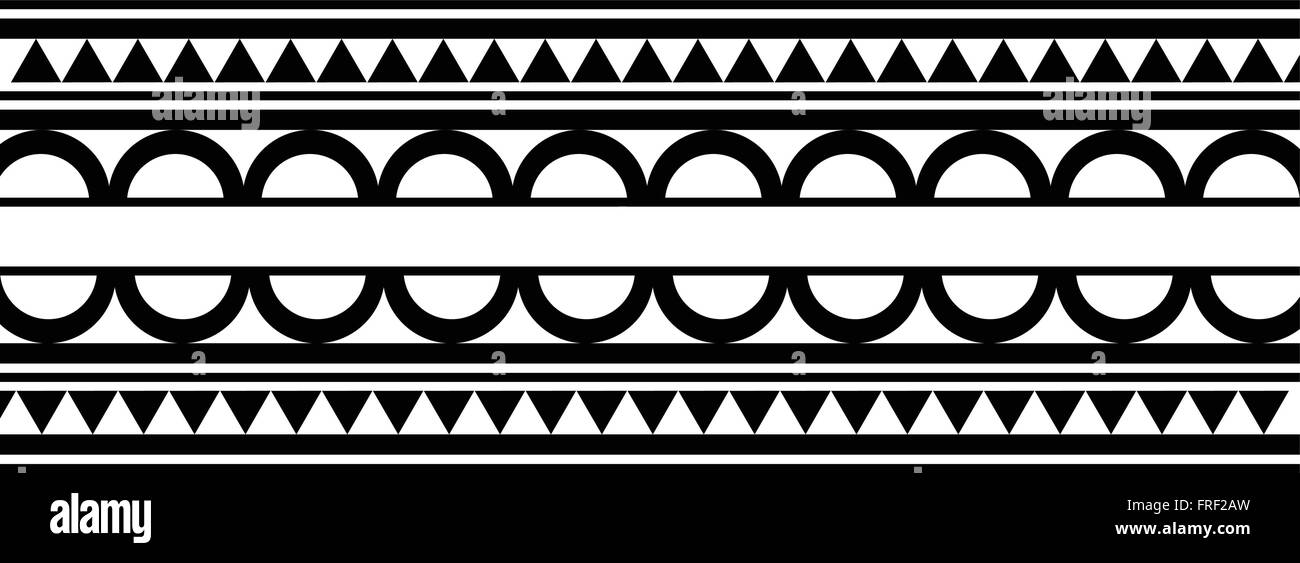 Maori / Polynesian Style bracelet tattoo black and white Stock Vector
